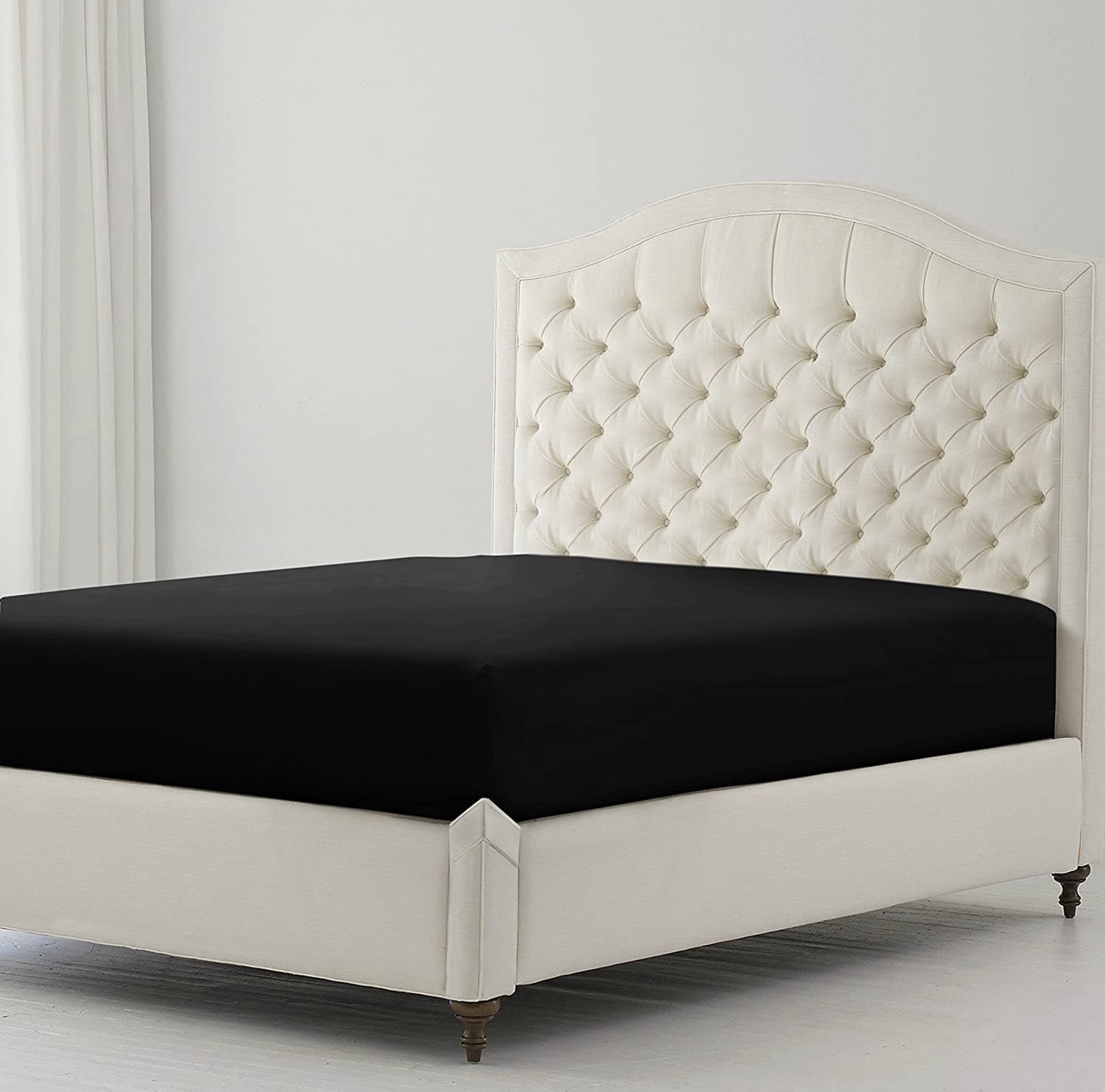 Sunshine Comfort® Percale Cotton Rich 180 Thread Count Non Iron 25cm Fitted Bed Sheets (King, Black)