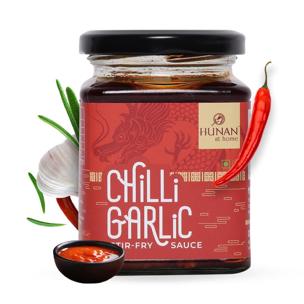HUNAN AT HOME Spicy,Garlicky&Tangy Stir Fry Chilli Sauce No Added Msg,100% Vegetarian,Chili Garlic Paste,Chinese Sauce,Dip,Fried Rice,Noodles&Asian Dishes,No Added Flavours,250 Grams