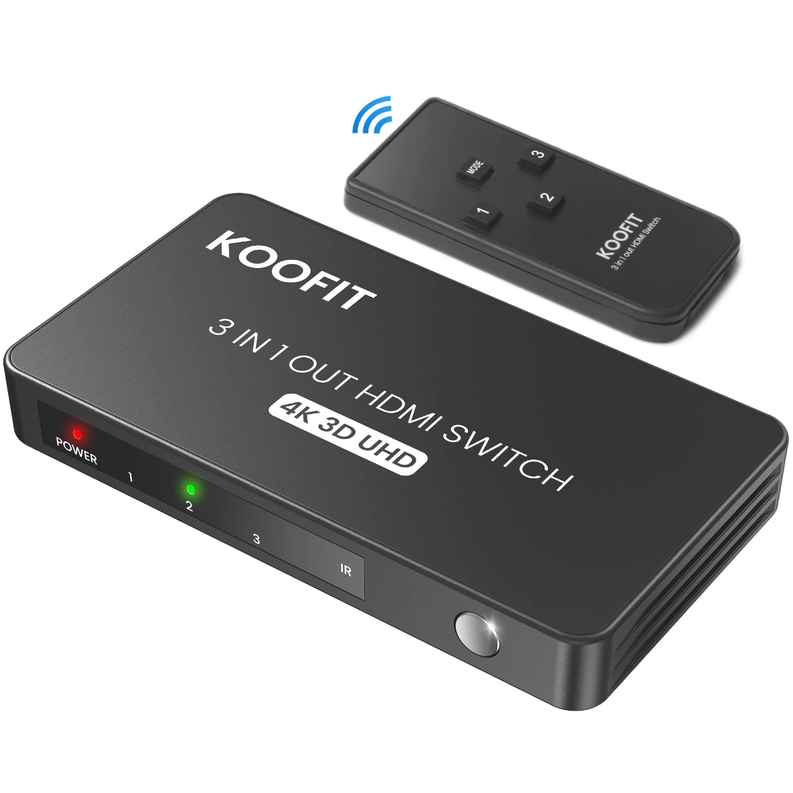 HDMI Switch 4K@60Hz, HDMI Switch 3 In 1 Out with Remote, HDMI Switcher Auto HDMI Multi Connector Supports 4K 3D UHD, Switch HDMI Splitter for PS5, PS4, PS3, DVD, Blu-ray, Xbox, Roku, PC, TV