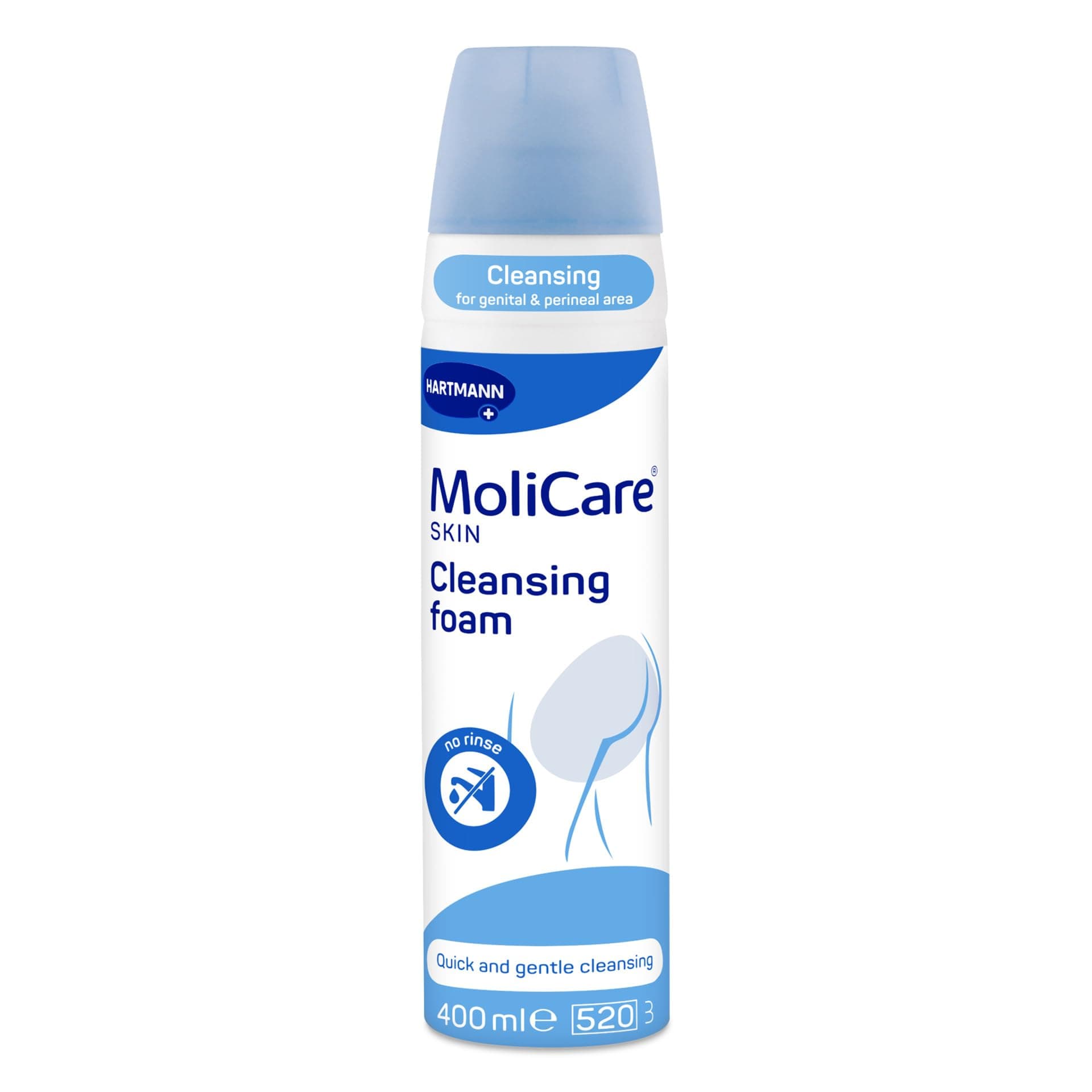 MoliCare Skin Cleansing Foam – Quick & Gentle No-Rinse Genital & Perineal Cleanser for Incontinence Stressed Skin | pH Balanced, Odour Neutralising, Gentle | 400ml