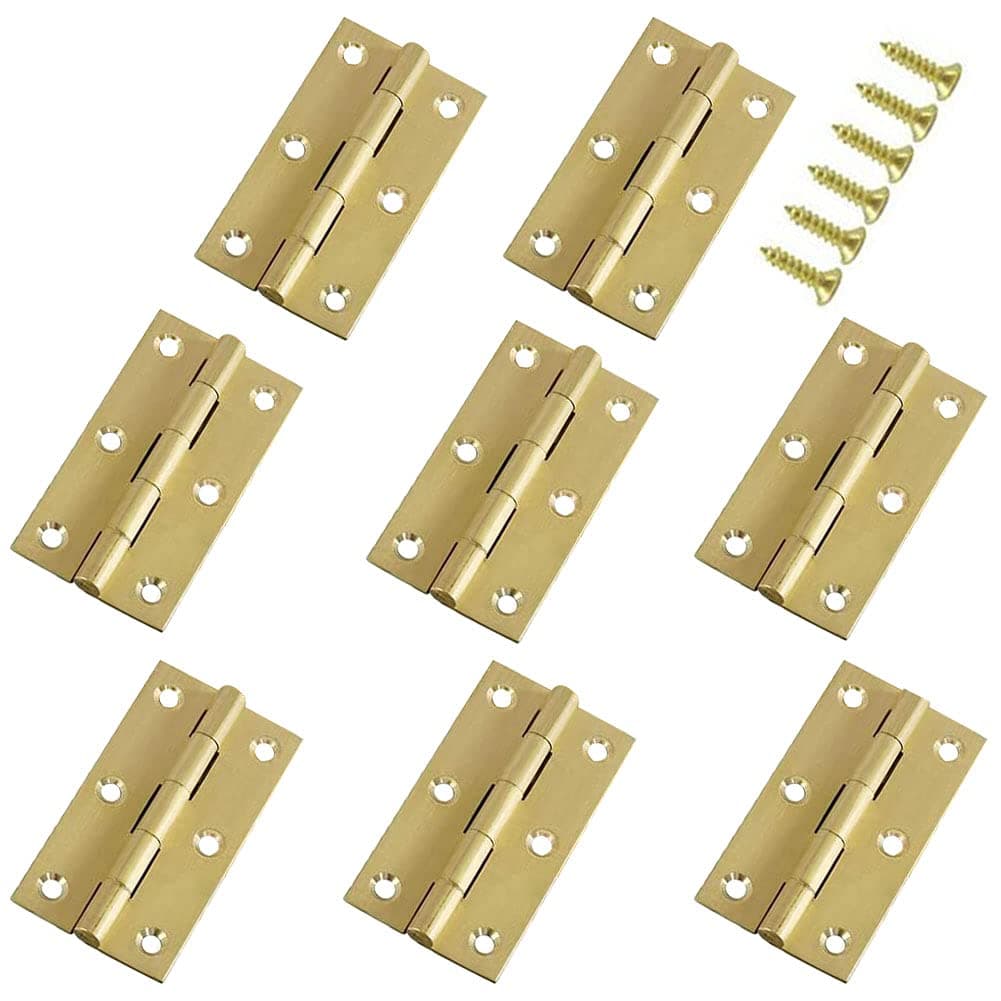 Jinyuanchao ミニソリッド真鍮ヒンジ キャビネット引き出し バットヒンジ ジュエリーチェストウッドボックス用 1/1.5/2.5インチ バットヒンジ 8個 (1.5インチ)