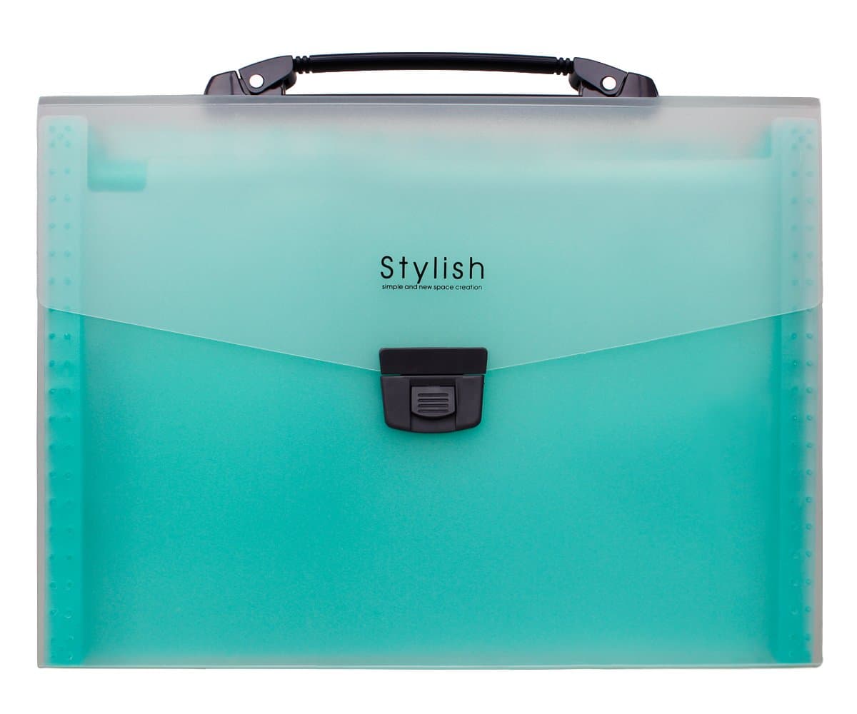 Shuter 13-Pockets A4 Expanding Accordion File Folder with Handle, Buckle Closure and Subject Labels(Green)