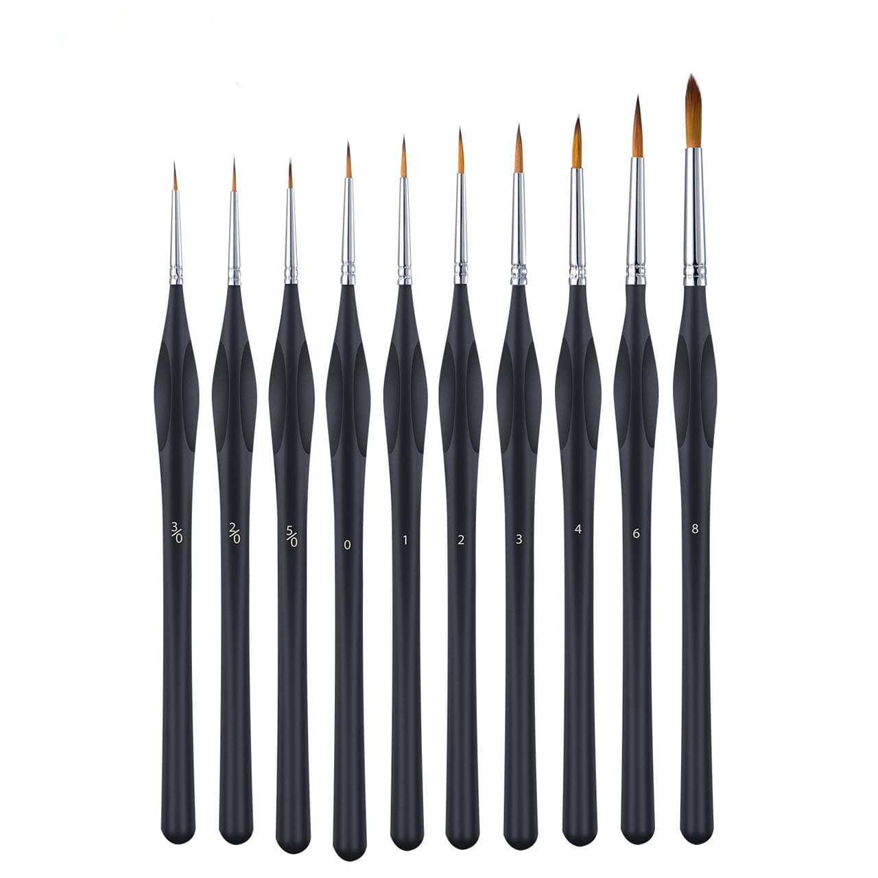 ATMOKO 10 PCS Fine Detail Brushes, Miniature Detail Paint Brushes with Triangular Handles, Micro Detail Brush for Fine Detailing & Art Painting, Acrylic, Watercolor, Oil, Models-Black