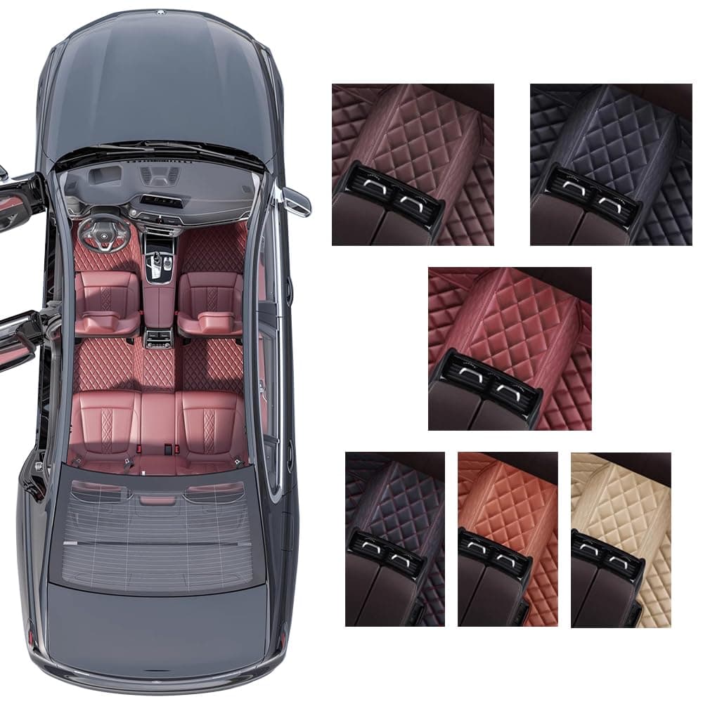 Custom Personalized Floor Mats for Cars，Luxury Full Coverage All Weather Car Floor Mats，Anti-Slip Leather Car Mat Set ，Custom Floor Mats for 99% of Cars, Trucks & SUVs (Streak Black red)