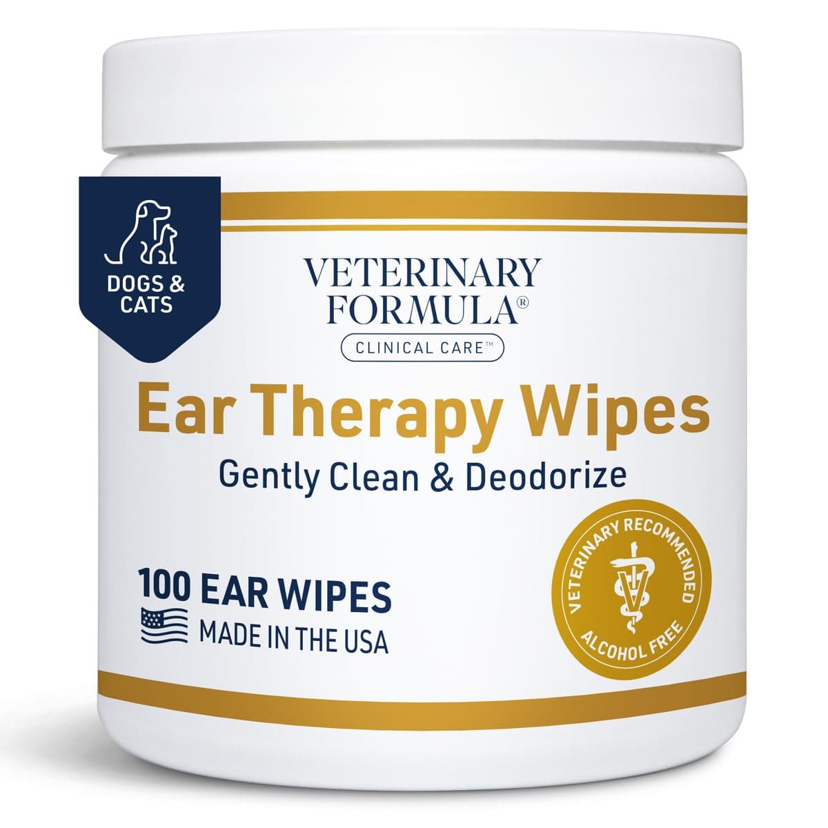 Veterinary Formula Clinical Care Ear Therapy Wipes, 100ct – Cat and Dog Ear Cleaner – Help Relieve Itchy Ears Quickly & Effectively Remove Dirt, Debris, and Foul Odor