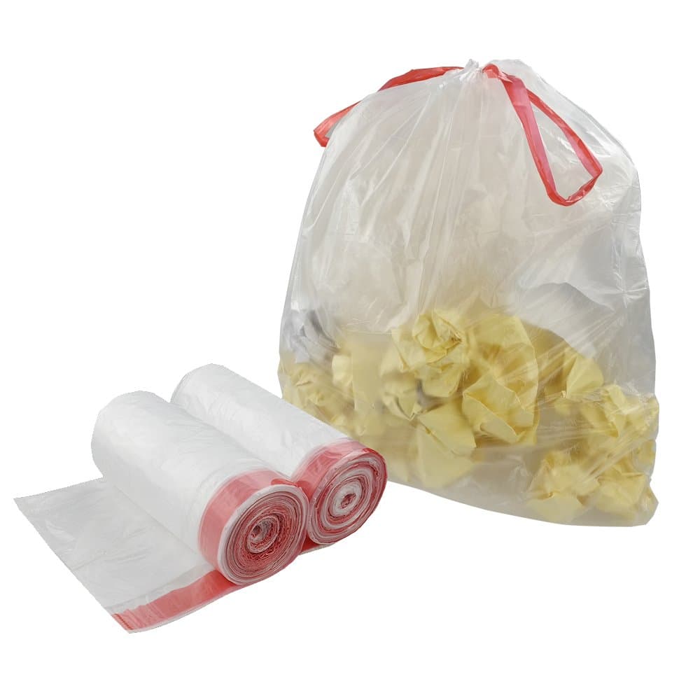 40L Drawstring Bin Liners, Clear Trash Bin Bags, 120 Bags