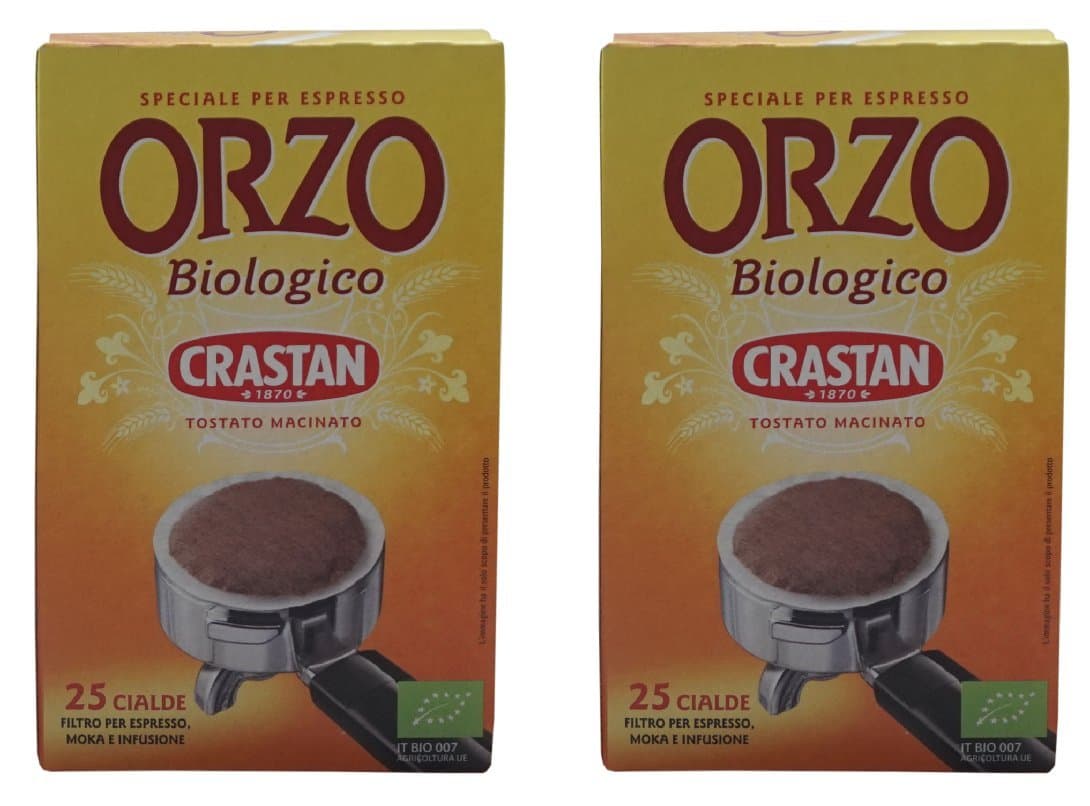 Crastan: " Orzo Biologico " Organic Barley - 25 ESE pods- Pack of 2 [ Italian Import ]