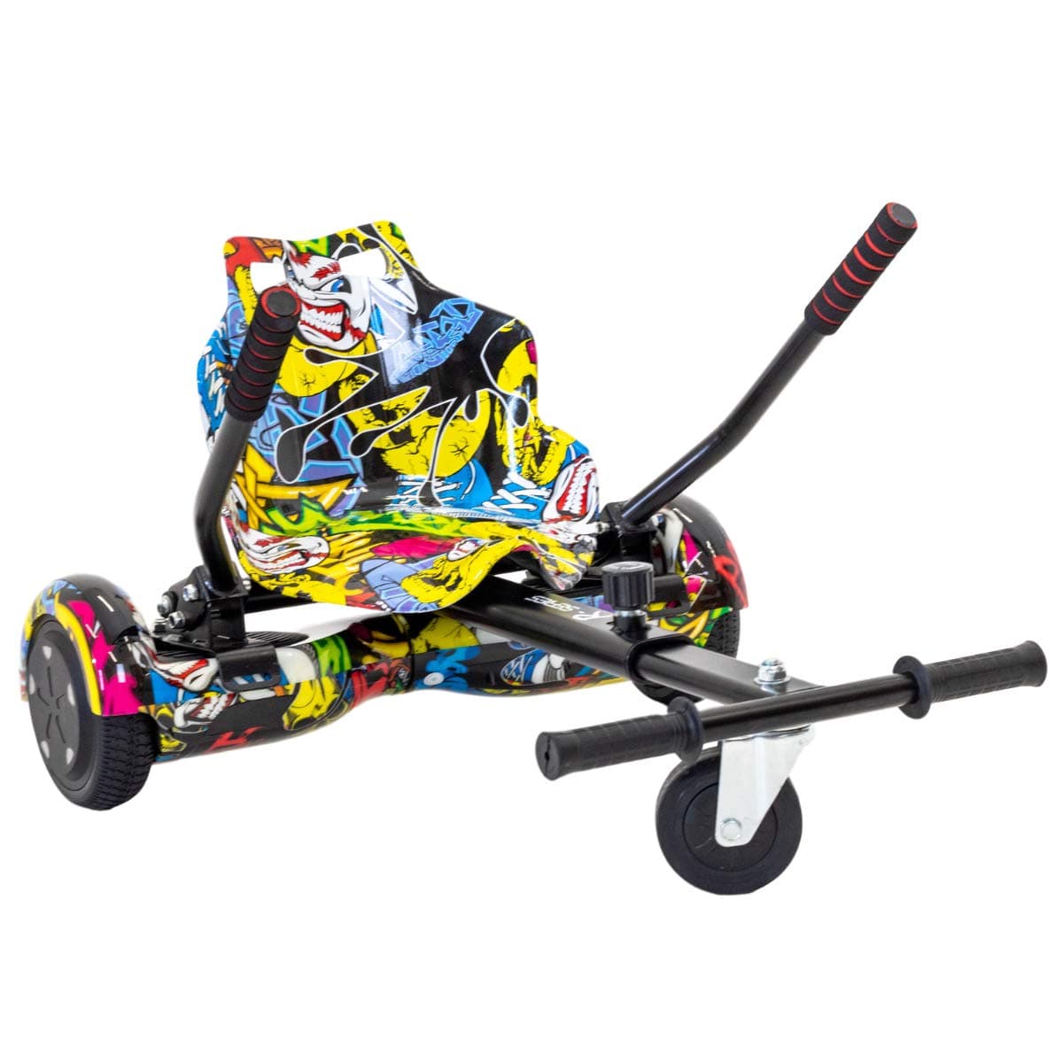 Black Graffiti HoverKart Kart Attachment Fits All Hoverboards Swegways .6.5”, 8", 10" Adjustable Hoverboard seat go Kart for Hoverboard Compatible Sleek Cool UK Seller Limited Edition