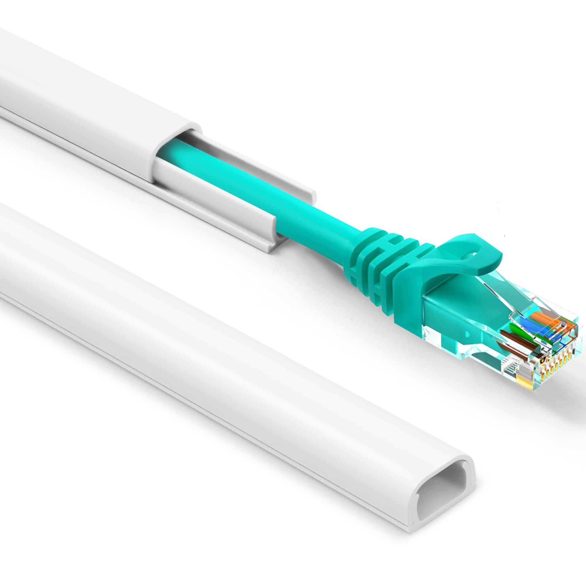 One Cord Cover Wall - 153in Mini Wire Hider, Wire Cover for Hiding Speaker Wire, Baby Monitor Cord - Paintable Wire Channel for Cable Concealer, 9X L17in W0.5in H0.35in, CMR05 White