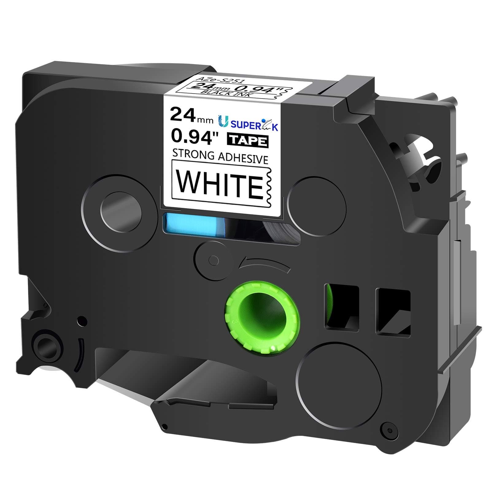 USUPERINK 1 Pack Compatible for Brother P-Touch TZe-S251 TZeS251 TZ-S251 TZS251 24mm 1'' 0.94'' Laminated TZe Black on White Extra Strength Label Tape Work with PT-D600 P700 P710BT E500 Label Maker