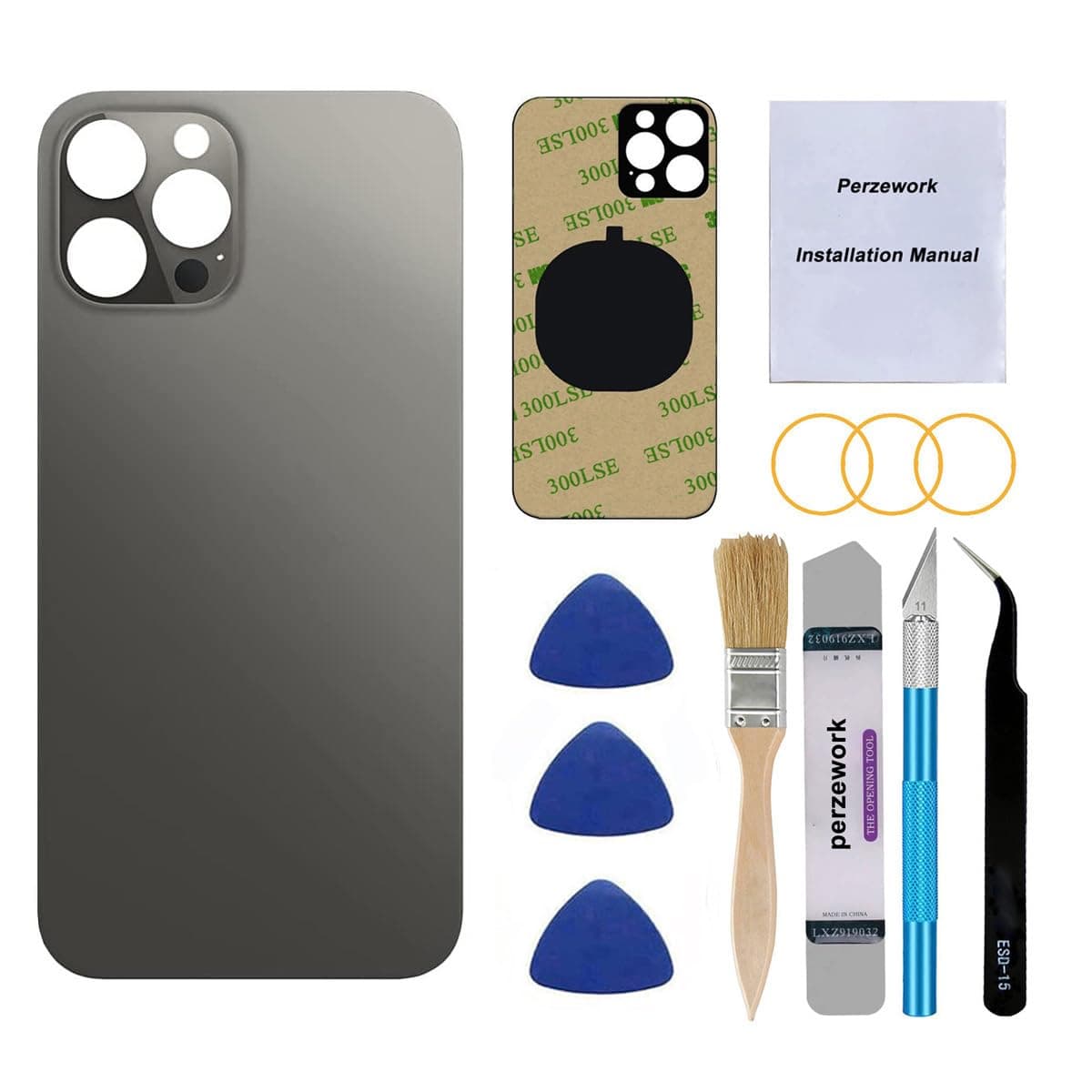 OEM Rear Back Glass Replacement for iPhone 12 Pro 6.1 inches with Reparing Toolkit (Graphite)