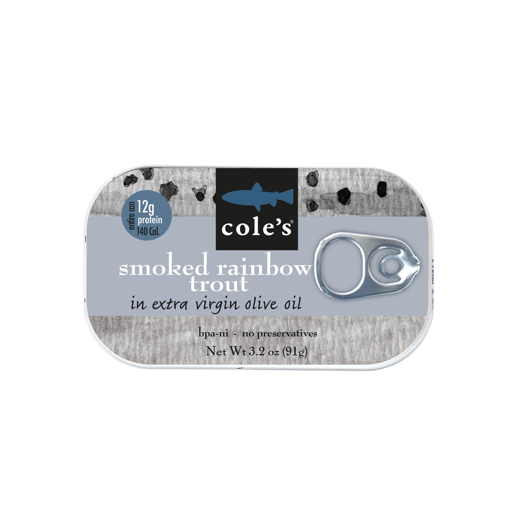 COLE’S - Smoked Trout Fillet with Extra Virgin Olive Oil | 3.2oz Hand-Packed Canned Fish | High in Protein & Vitamin D | Preservative Free | Single Unit