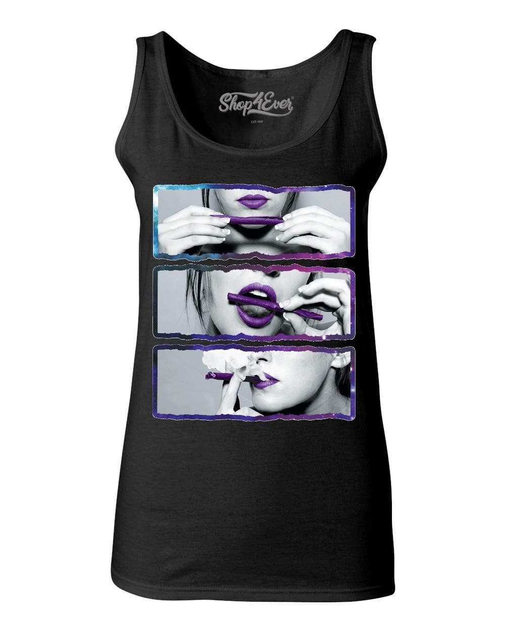 shop4ever Galaxy Smoking Blunt Women's Tank Top X-Large Black
