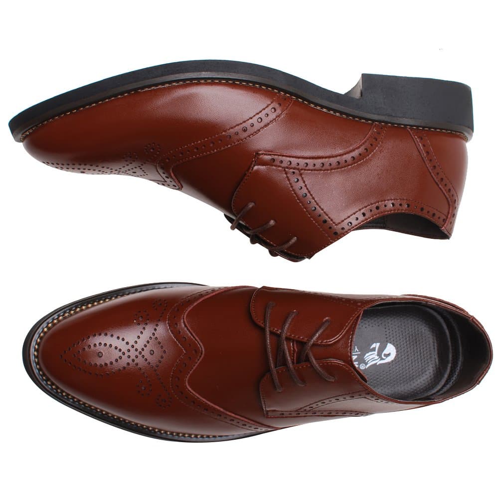 ANUFER Mens British Style Wingtip Brogue Dress Shoes Elegant Pointed Toe Derbies