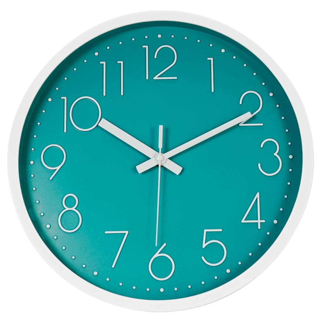Topkey Wall Clock 12" Silent Non Ticking Decorative Modern Wall Clock for Living Room, Bedroom and Kitchen - Teal Green