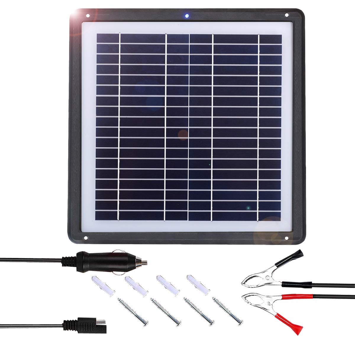 5W 12V Car Battery Charger with plug-Battery Clip Module and Suction Cups Portable and Waterproof for Automotive, Motorcycle, Boat,Powersports, Marine, Snowmobile