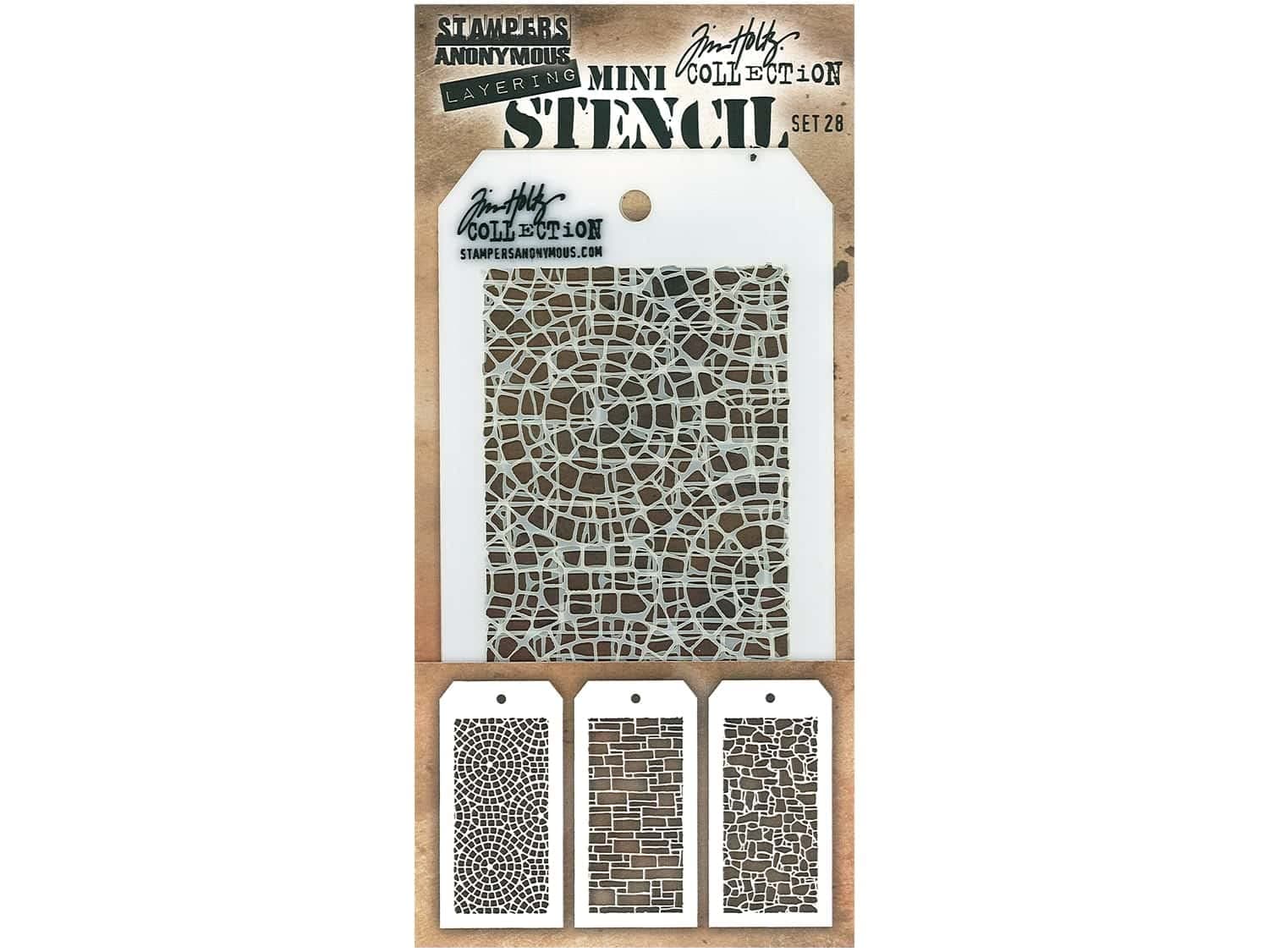 Art Gone Wild MST028 Tim Holtz Set 28 Stencil, Transparent, Mini, 21.6 x 9.1 x 0.1 cm