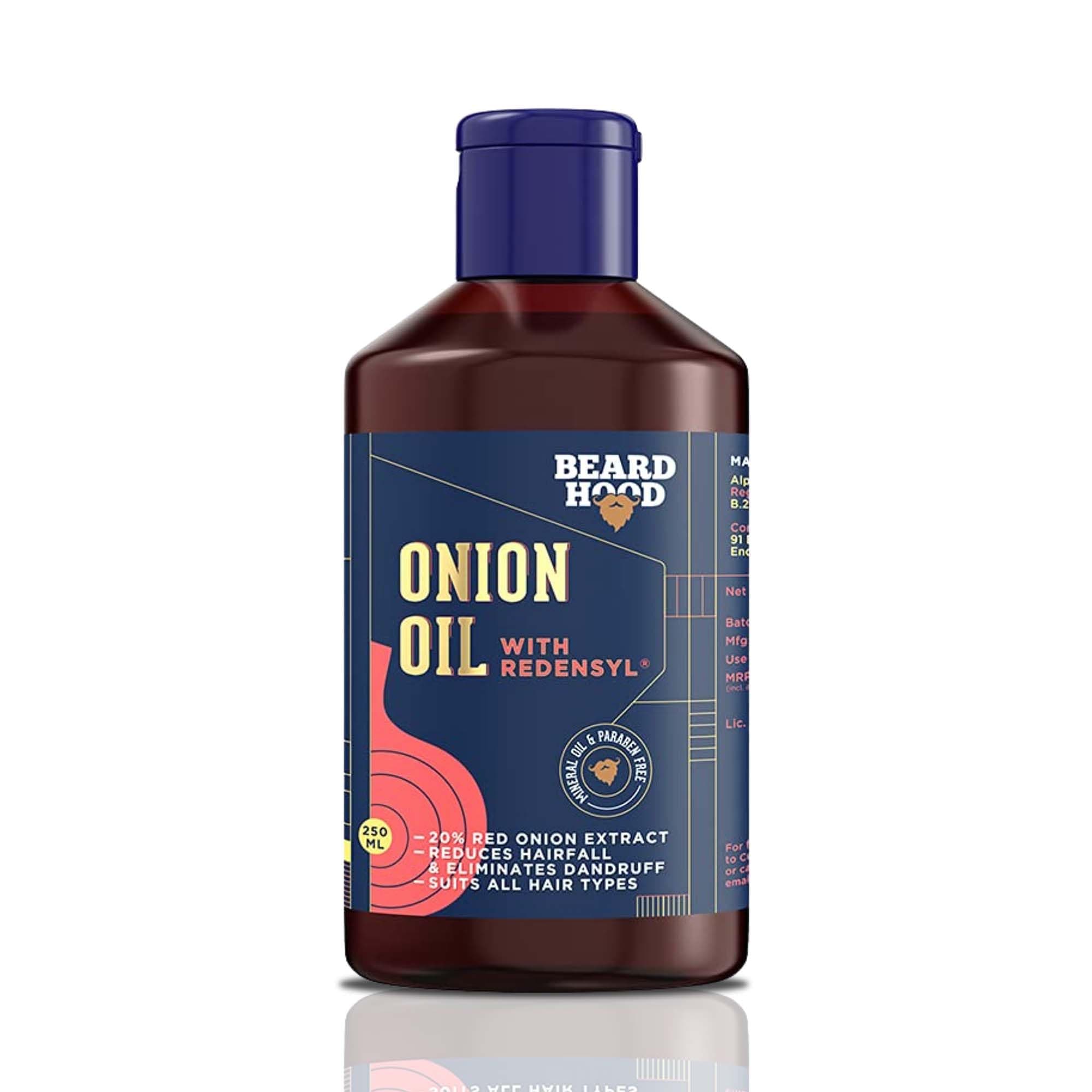 BEARDHOOD Onion Hair Oil with Redensyl for Hair Growth Mineral Oil & Paraben Free 3.3 Ounce/100ML