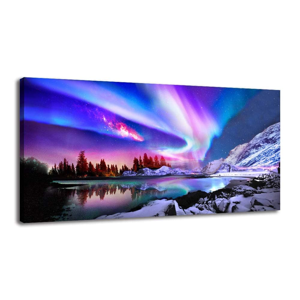 Canvas Wall Art for Bedroom – Pictures for Living Room Decorations Colorful Aurora Borealis Wall Art For Office Décor Northern Lights Nature Pictures Wall Décor Posters and Prints Artwork (20x40inx1)