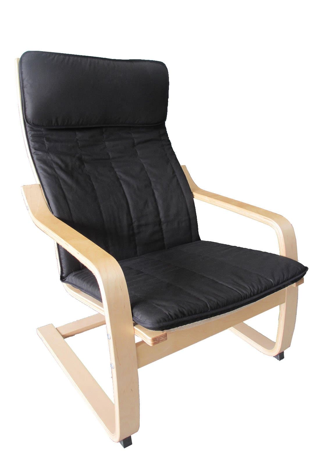Bentwood Armchair with Cushion, Natural Frame and Black Cover