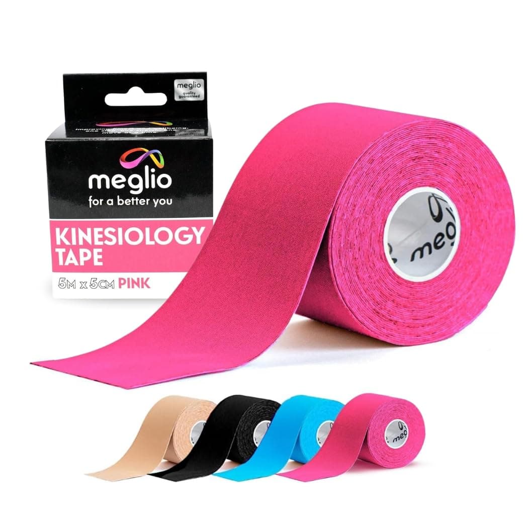 Meglio Kinesiology Tape - Uncut 5m Roll Sports Tape Strapping for Injuries, Support Muscle Tape, K Tape, Physio Tape, Trans Tape, Athletic Tape, Breathable & Waterproof | (Pink)