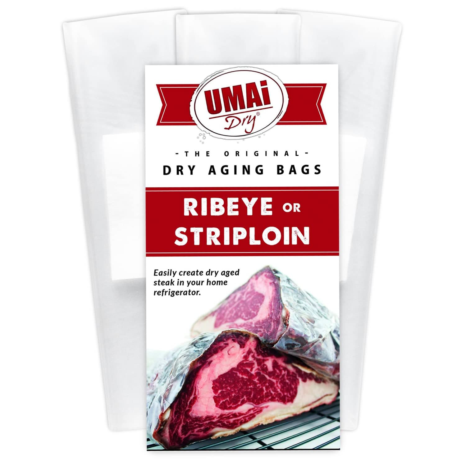 UMAi Dry Premium Dry Age Bags for Meat Dry Ageing Meat Kit for Refrigerator Simple at Home Method for Ribeye Striploin Steaks Packet Includes 3 Bags