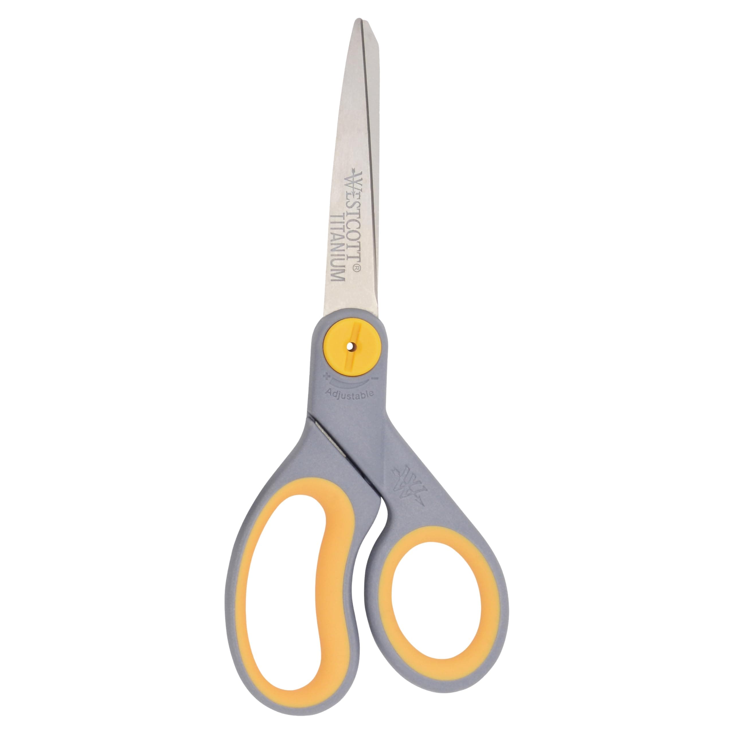 Westcott 8-Inch Titanium-Bonded Scissors with Adjustable Glide Feature for Office and Home - Gray/Yellow