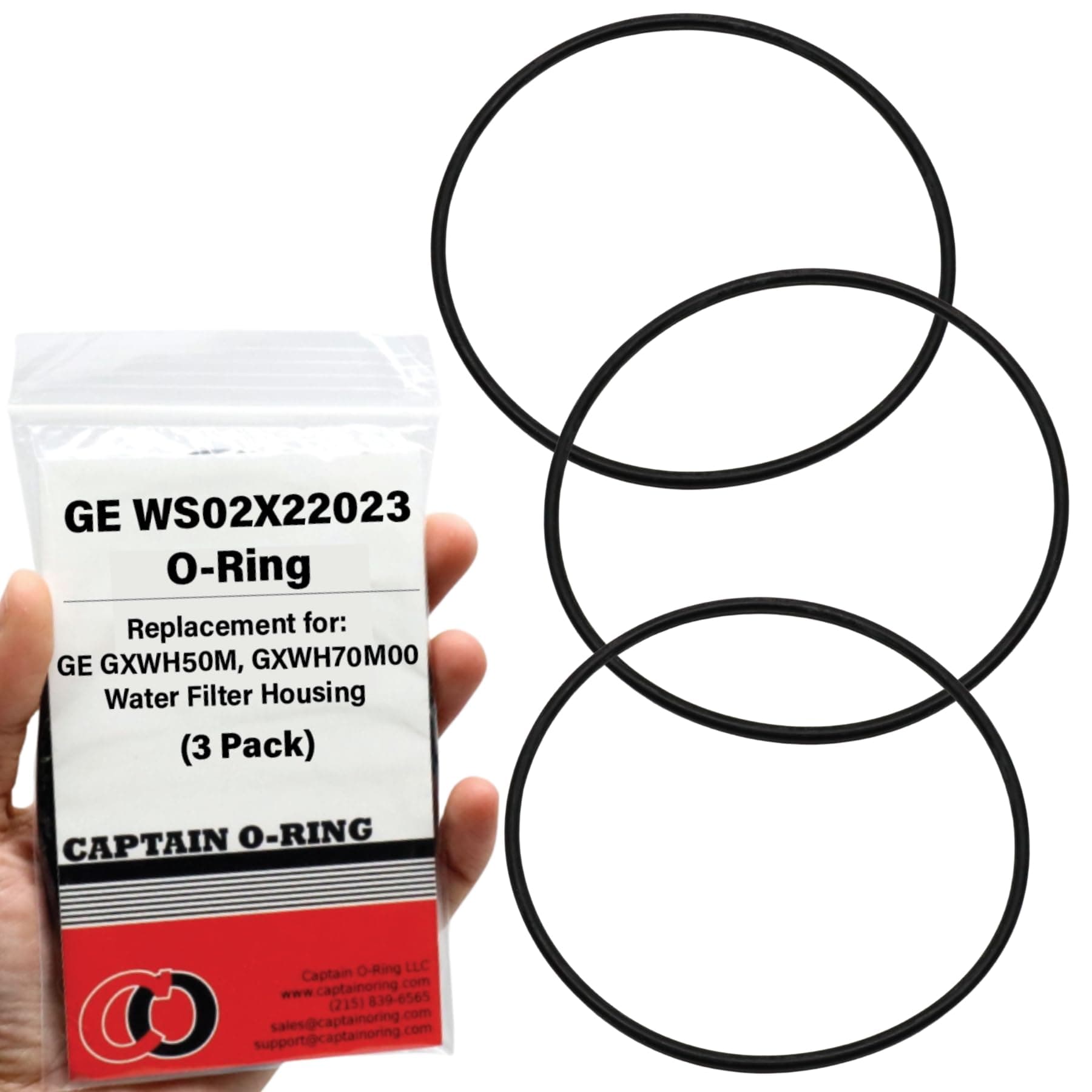 Captain O-Ring - Replacement WS02X22023 O-Rings for GE GXWH50M, GXWH70M00 Water Filter Housing (3 Pack)