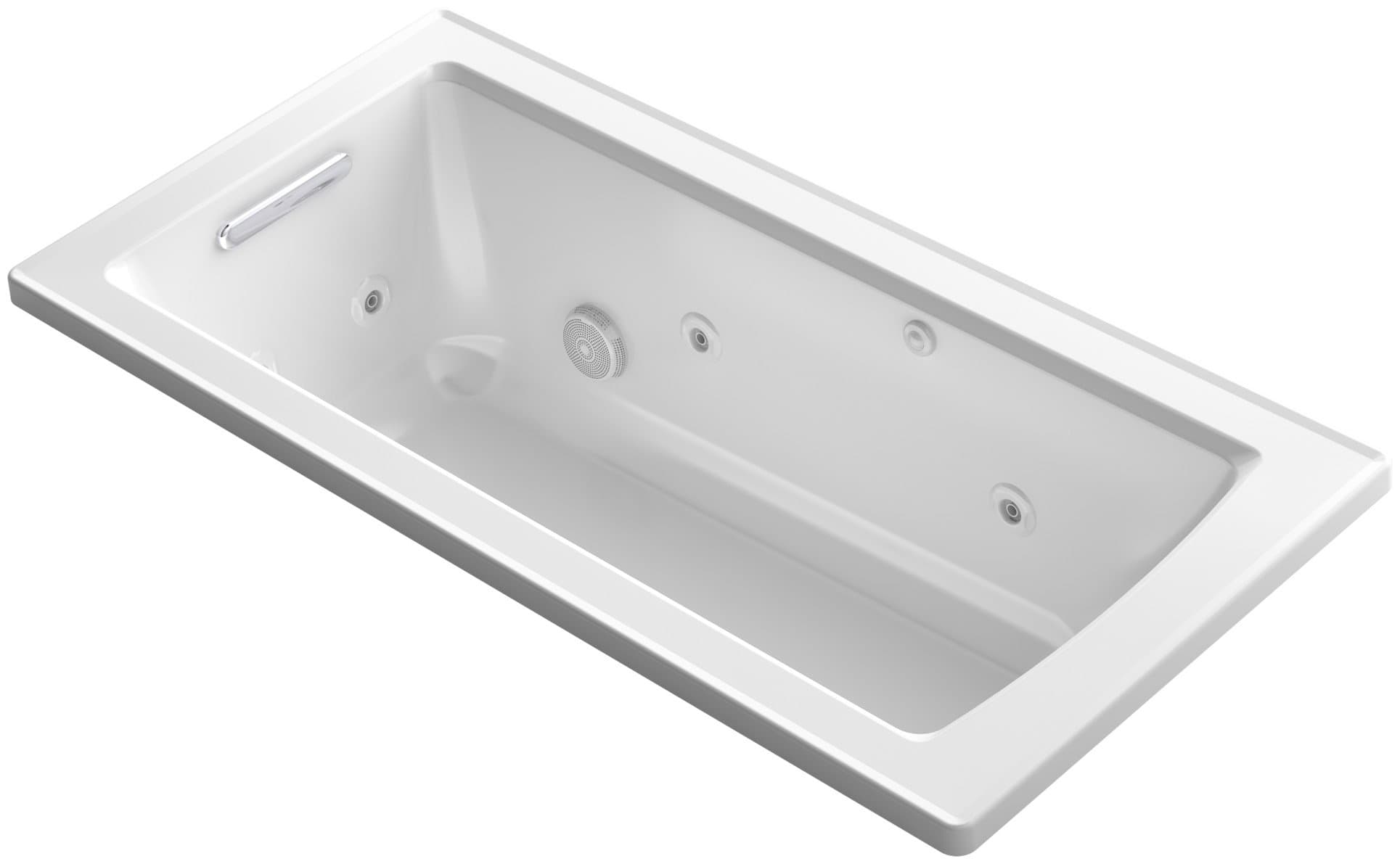 KOHLER K-1947-0 Archer Drop-In Whirlpool Bath, 60" x 30", White
