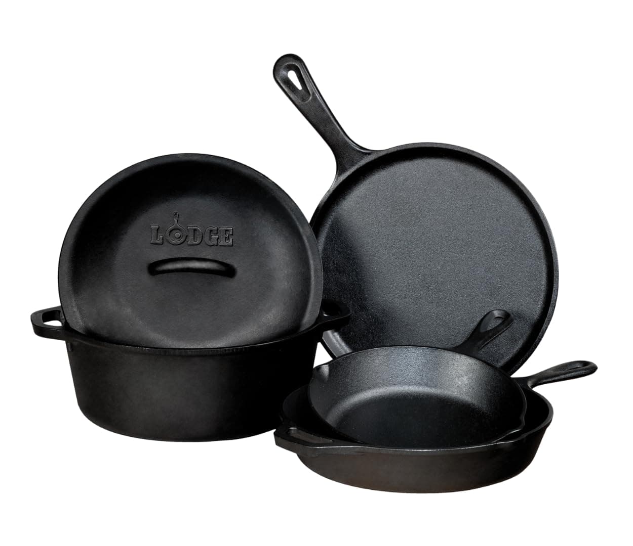 Lodge Seasoned Cast Iron Piece Bundle 5 Piece Black L5HS3