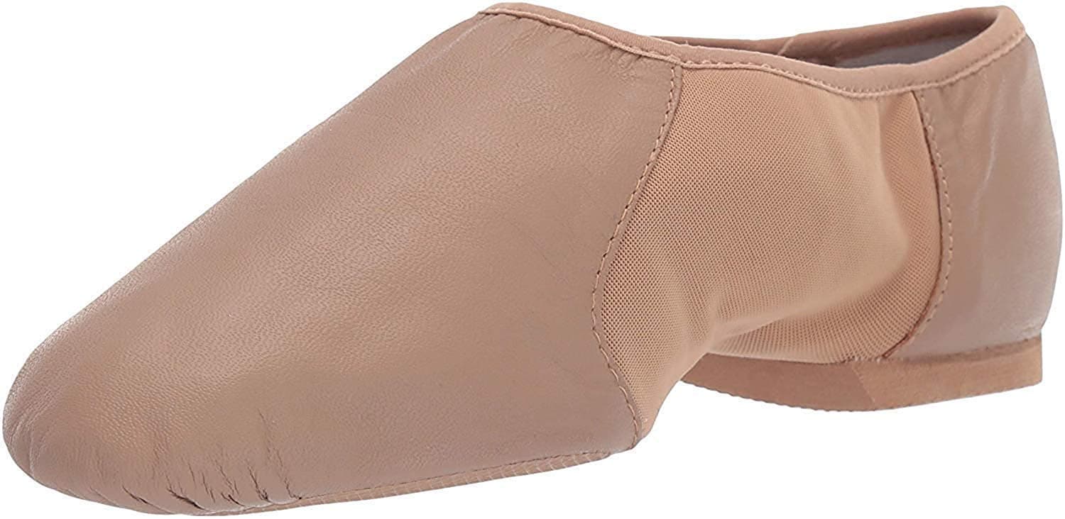 Women's Neo-Flex Slip-On Leather Jazz Shoes Neoprene Slip-On Split Sole with EVA Forefoot and Heel Pads, High Durability, Superior Fit, Flexibility, Step Dancing