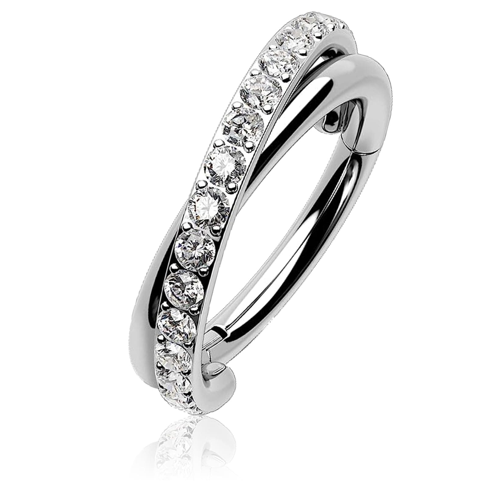 Bothfox16G G23 Titanium Helix Earring Hinged Segment Ring Cartilage Hoop Shinny CZ Ring Conch Tragus Daith Piercing Jewellery Women Hypoallergenic 316L Surgical Steel Earrings Nose Lip Rings