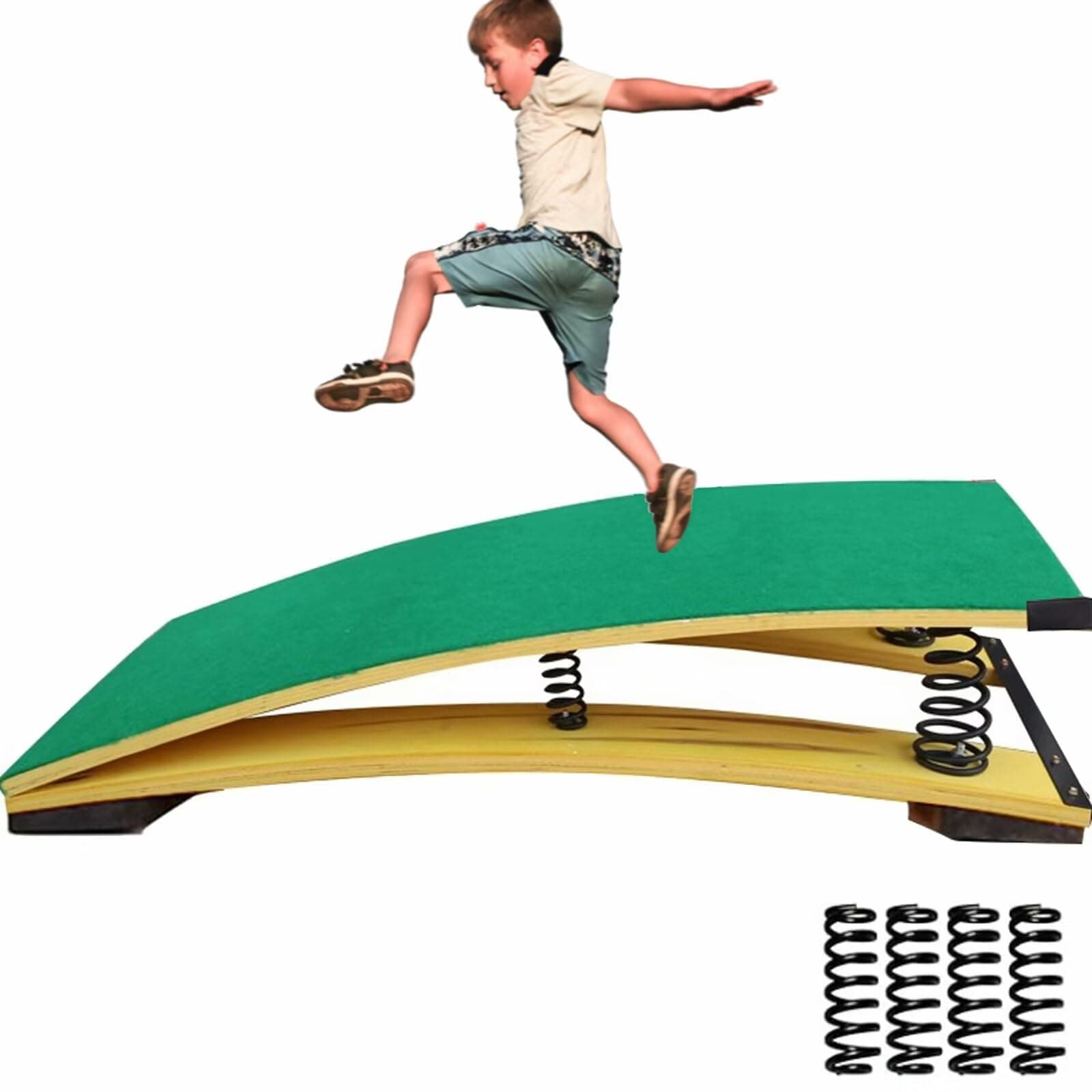 Gymnastics Springboard for Kids Vaulting Training Fitness Playing, Portable Curved Spring Board, Hard Wood Practice Equipment, Elastic Board for Home Room Athletics Training