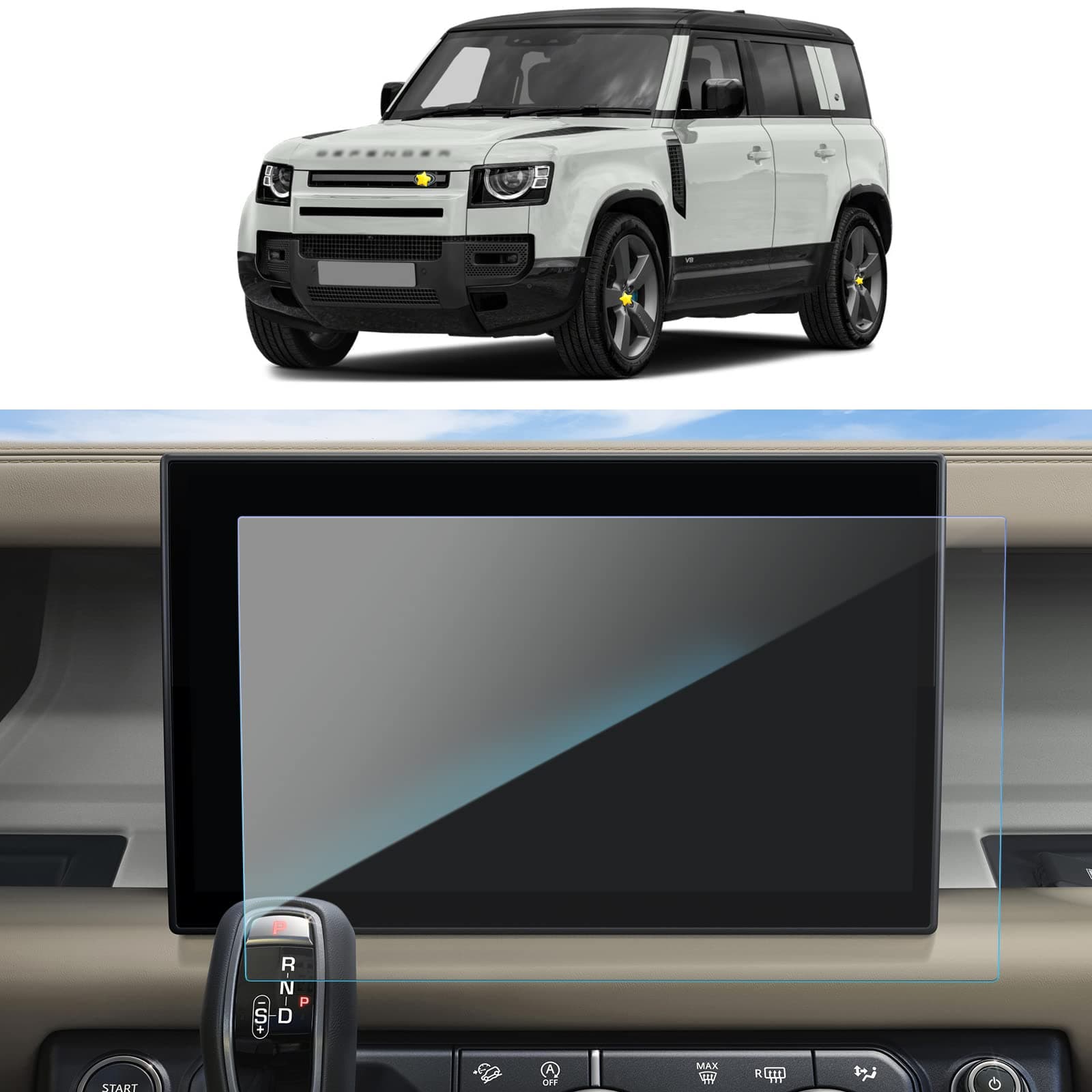 SKTU 2024 2025 Defender Accessories Screen Protector for 2023 2024 2025 Land Rover Defender 11.4 Inch Navigation Screen[Tempered Glass, HD Clear]