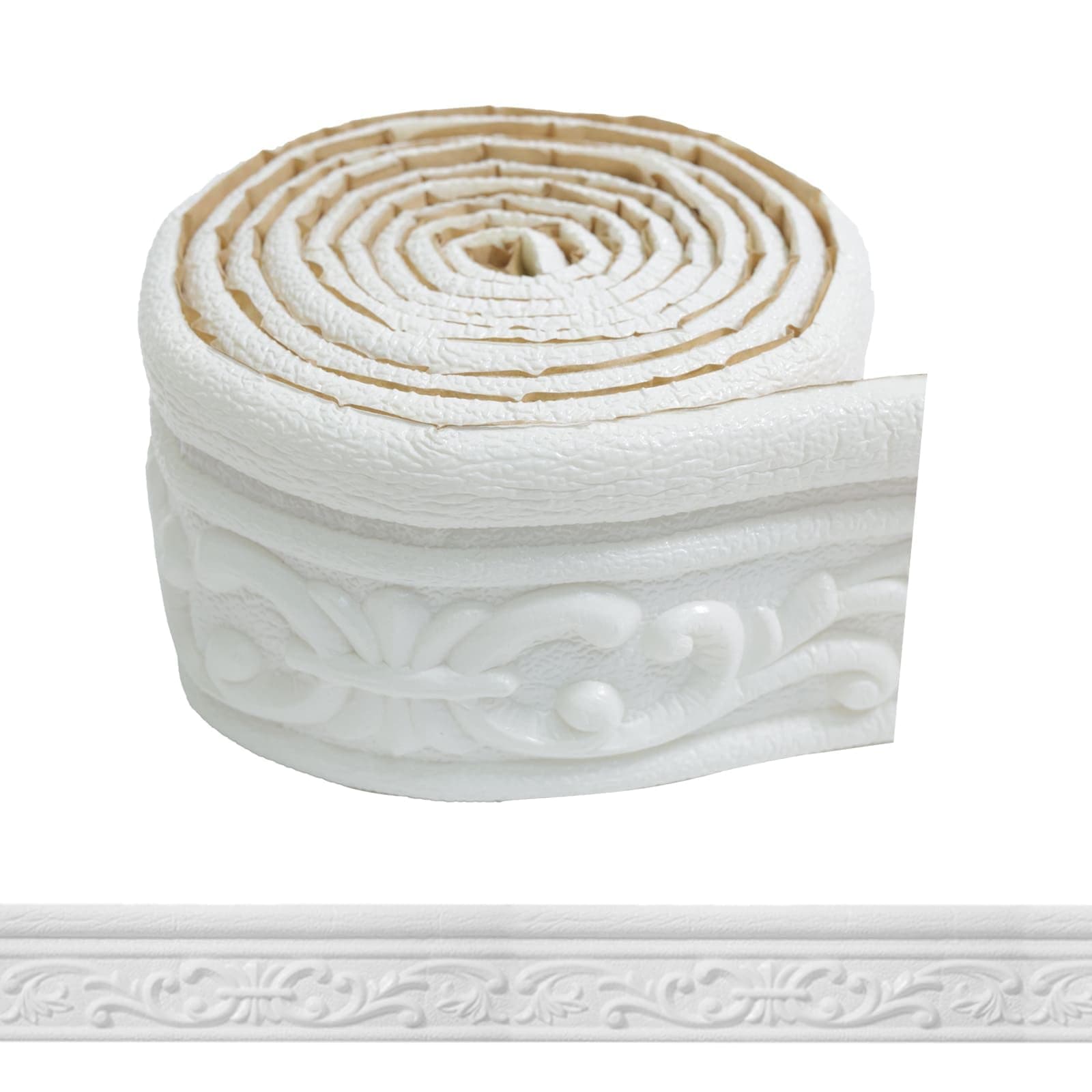 WADILE 180"x 3.1" Crown Molding Peel and Stick, Flexible Wallpaper Border Wall Trim Border, Self Adhesive Mirror Moulding Frame Lines, 3D Edging Foam Ceiling Baseboard, White…