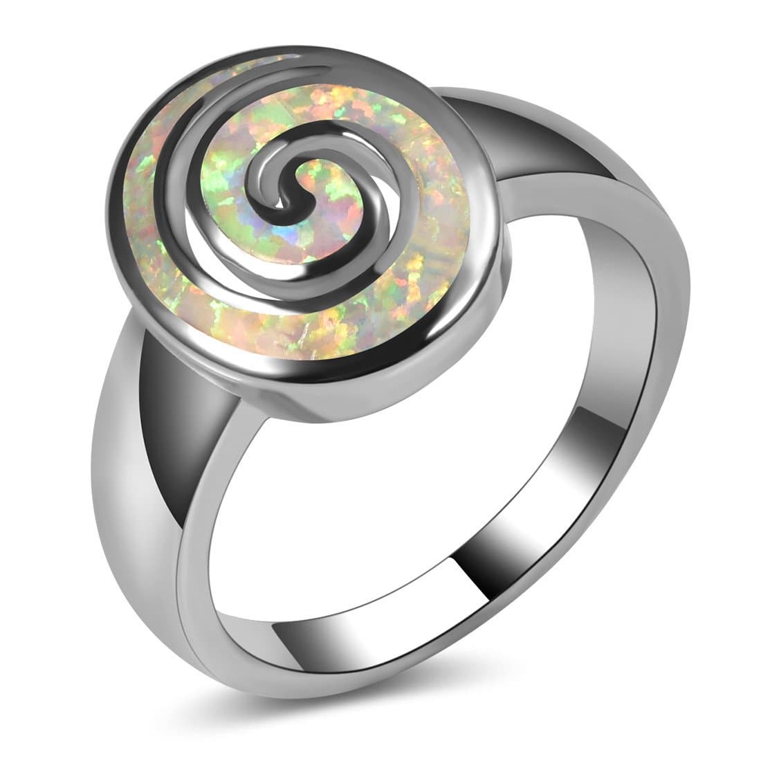 Weinuo White Fire Opal Zircon 925 Sterling Silver Engagement Wedding Party Ring Size J 1/2 - V 1/2