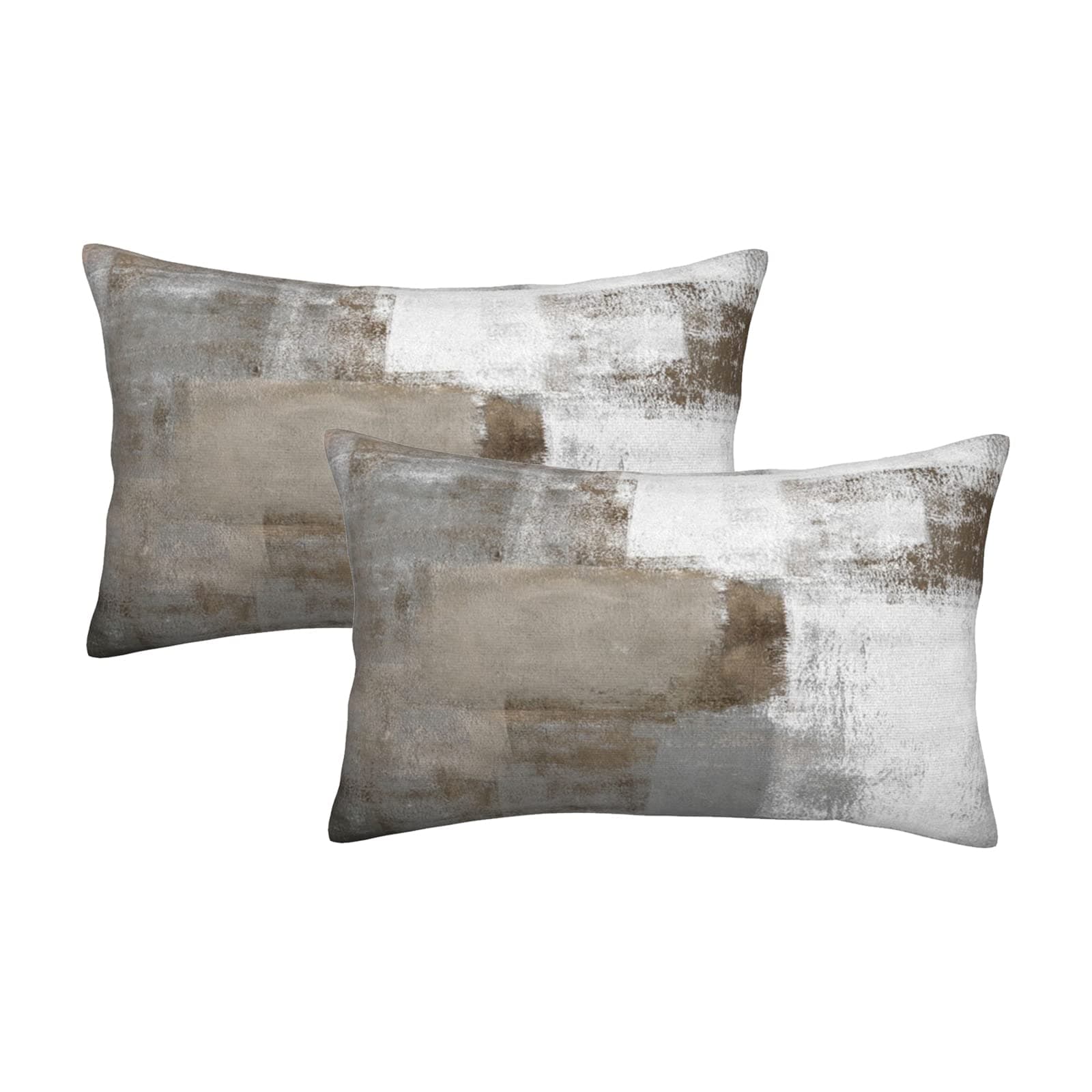 BETGINY Brown Grey Throw Pillow Covers, Taupe Modern Abstract Art Painting Throw Pillows for Couch, Gray White Pillow Covers 12x20 Inch 2 Pcs Square Cushion Cover Gift for Couch Sofa