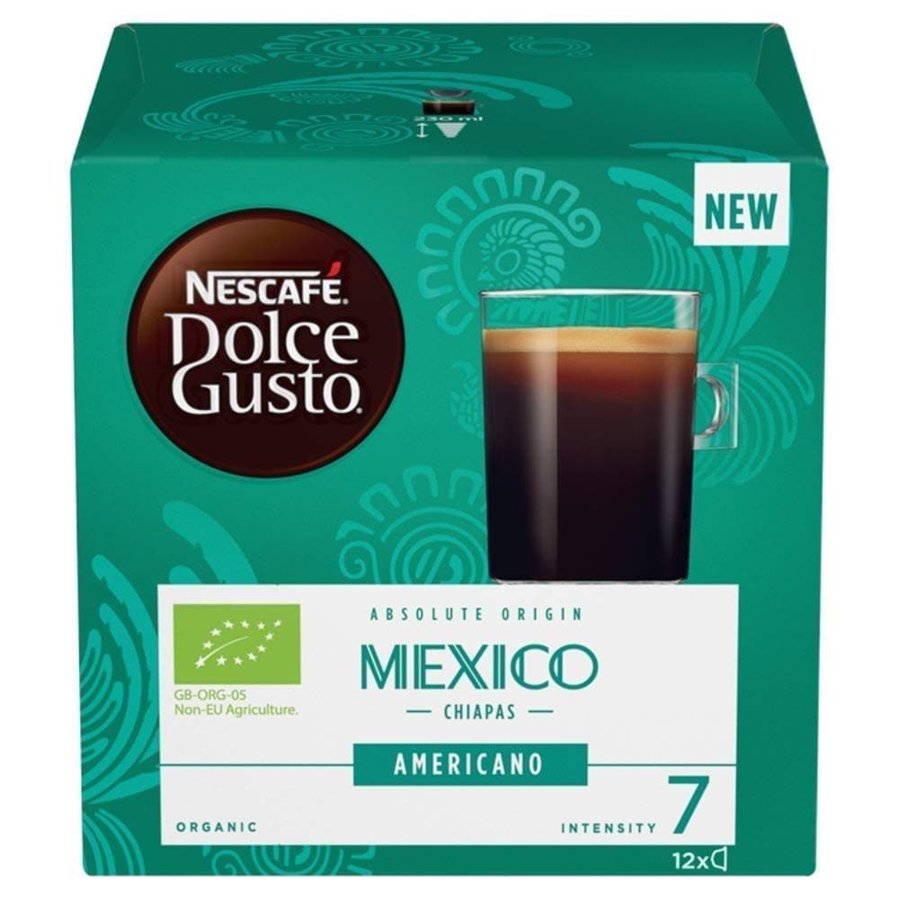 NESCAFE Dolce Gusto Mexico Chiapas Americano Coffee Pods - total of 36 Capsules - Americano Organic Coffee - Intensity 7 (3 Packs)