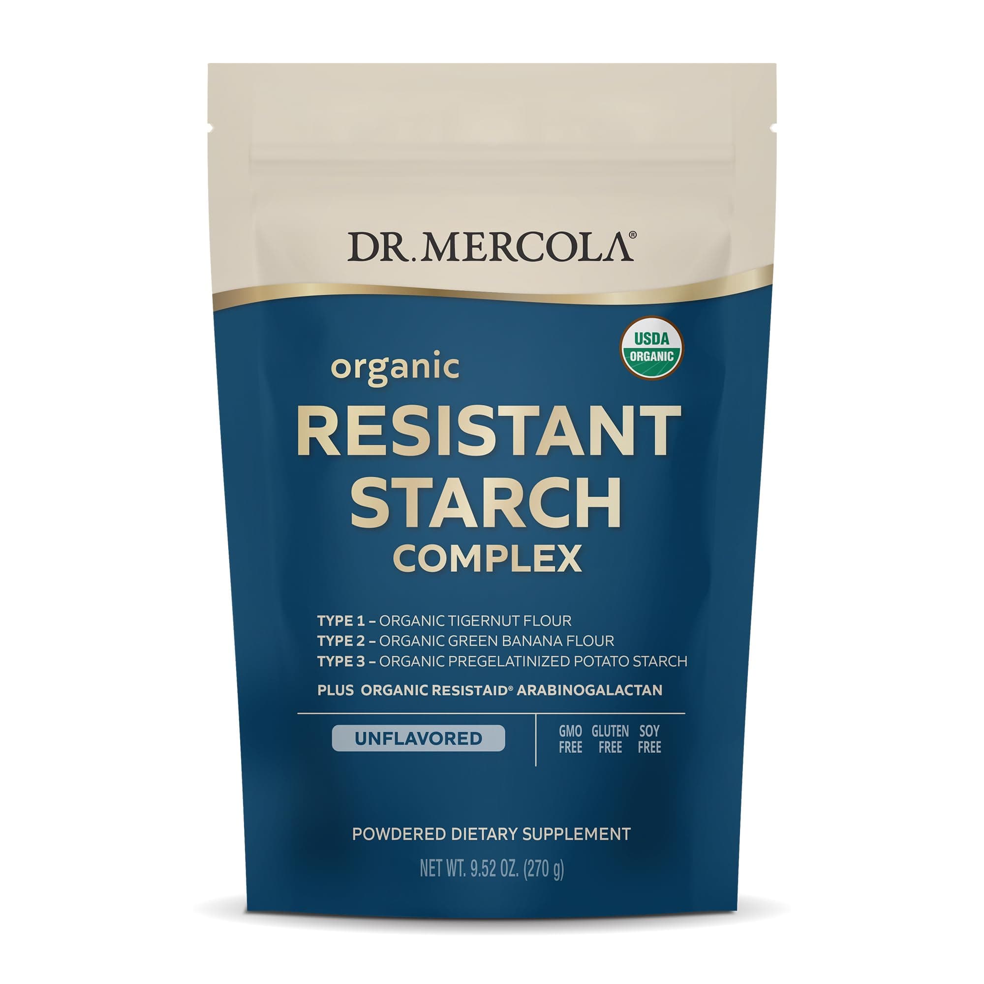 Dr. Mercola Organic Resistant Starch Complex - Supports Gut & Immune Health - Green Banana, Tigernut Flour & Potato - Gluten-Free & Soy-Free - Unflavored - 9.52 oz (30 Servings)