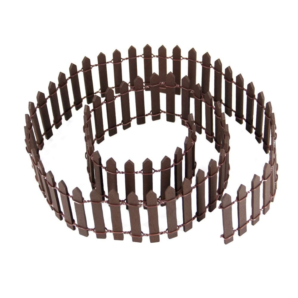 Miniature Fairy Garden Fence, DIY Wood Picket Fence Mini Ornament (Brown)