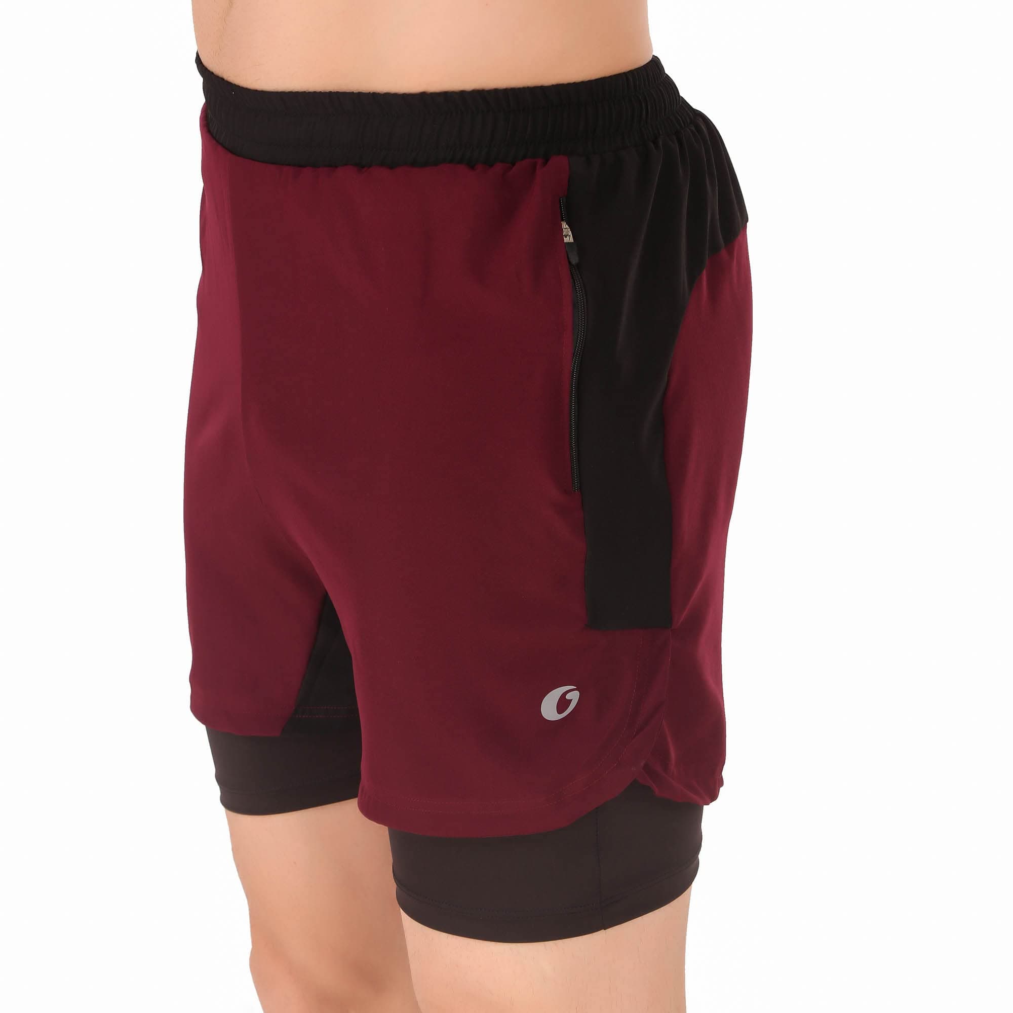 Oysters Men's 2 in 1 Running Shorts, Quick-Drying Gym Athletic Training Shorts for Men with Phone Pockets