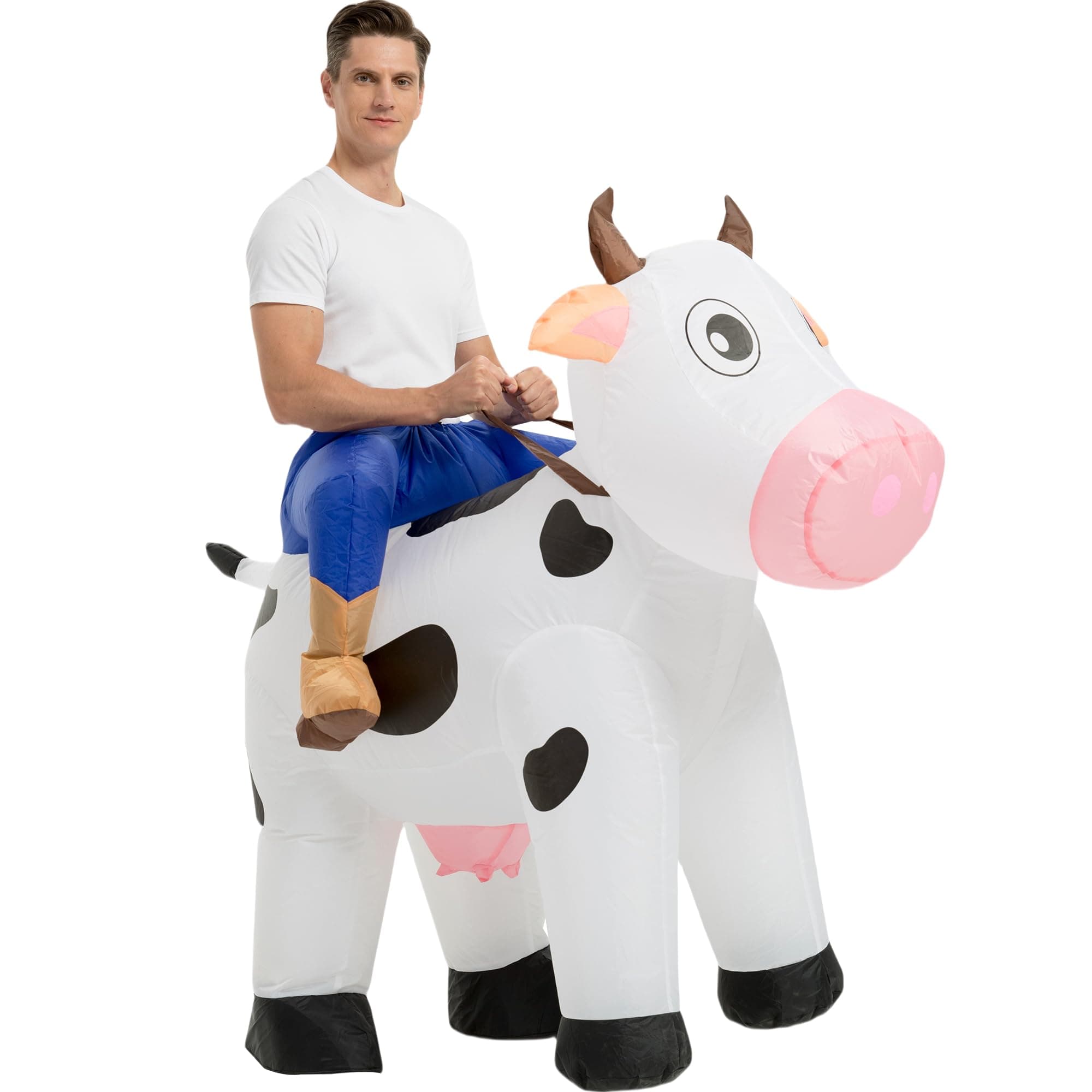 tasanor Cow Rider Costumes for Adults,Inflatable Costume Adult,Inflatable Cow Costume,Halloween Costumes for Men/Women,Blow Up Costume