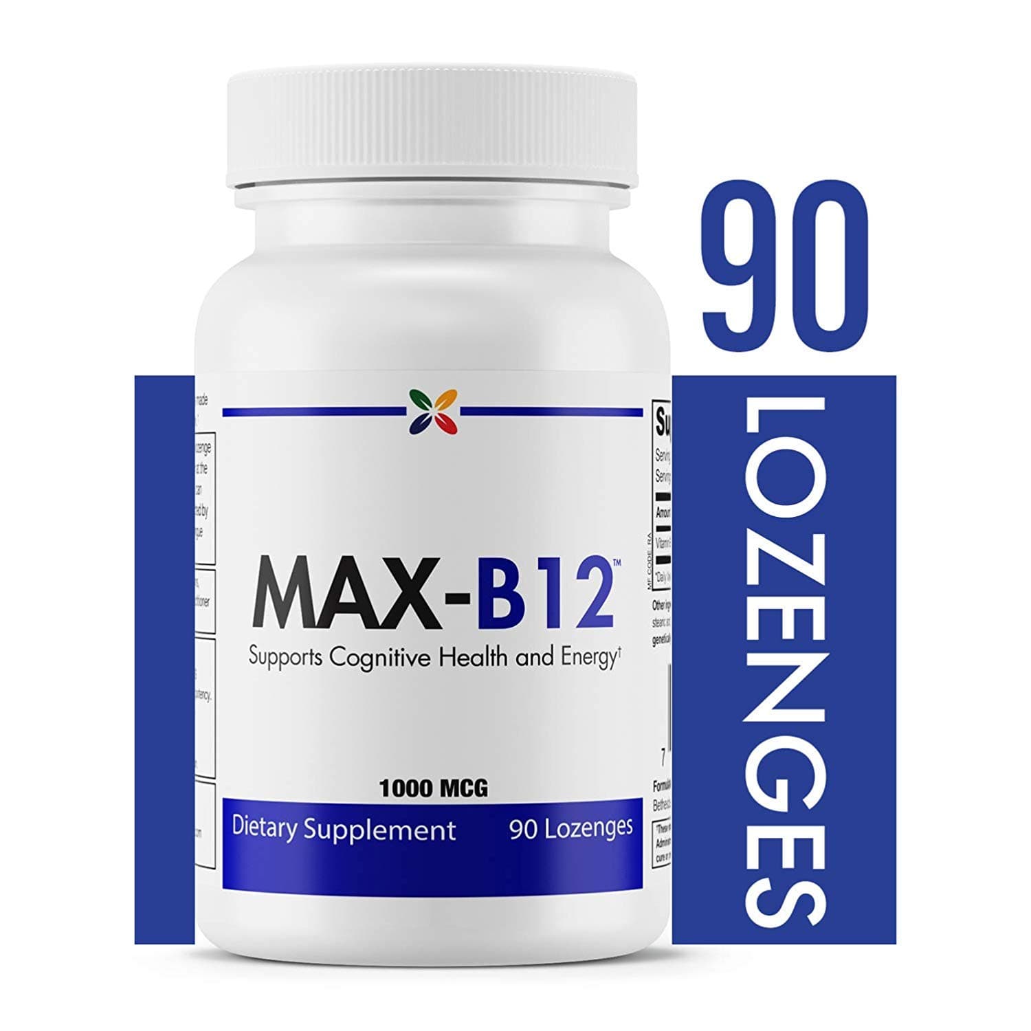 Stop Aging Now - MAX-B12 Lozenges 1000 MCG - Vitamin B12 1000mcg - Immune Support, Natural Energy and Brain Support Supplement - Supports Stress Relief Regulation - Natural Sleep Aid - 90 Lozenges