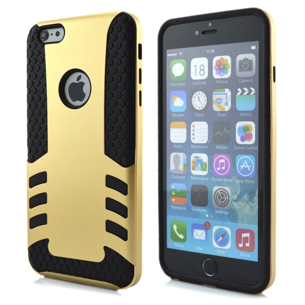 iPhone 6 case,iPhone 6 4.7 Case,Trade A 2 in 1 Slim Fit Dual Layer Shockproof Case Cover Protector for iPhone 6 4.7"withe screen protetcor (gold and black)",