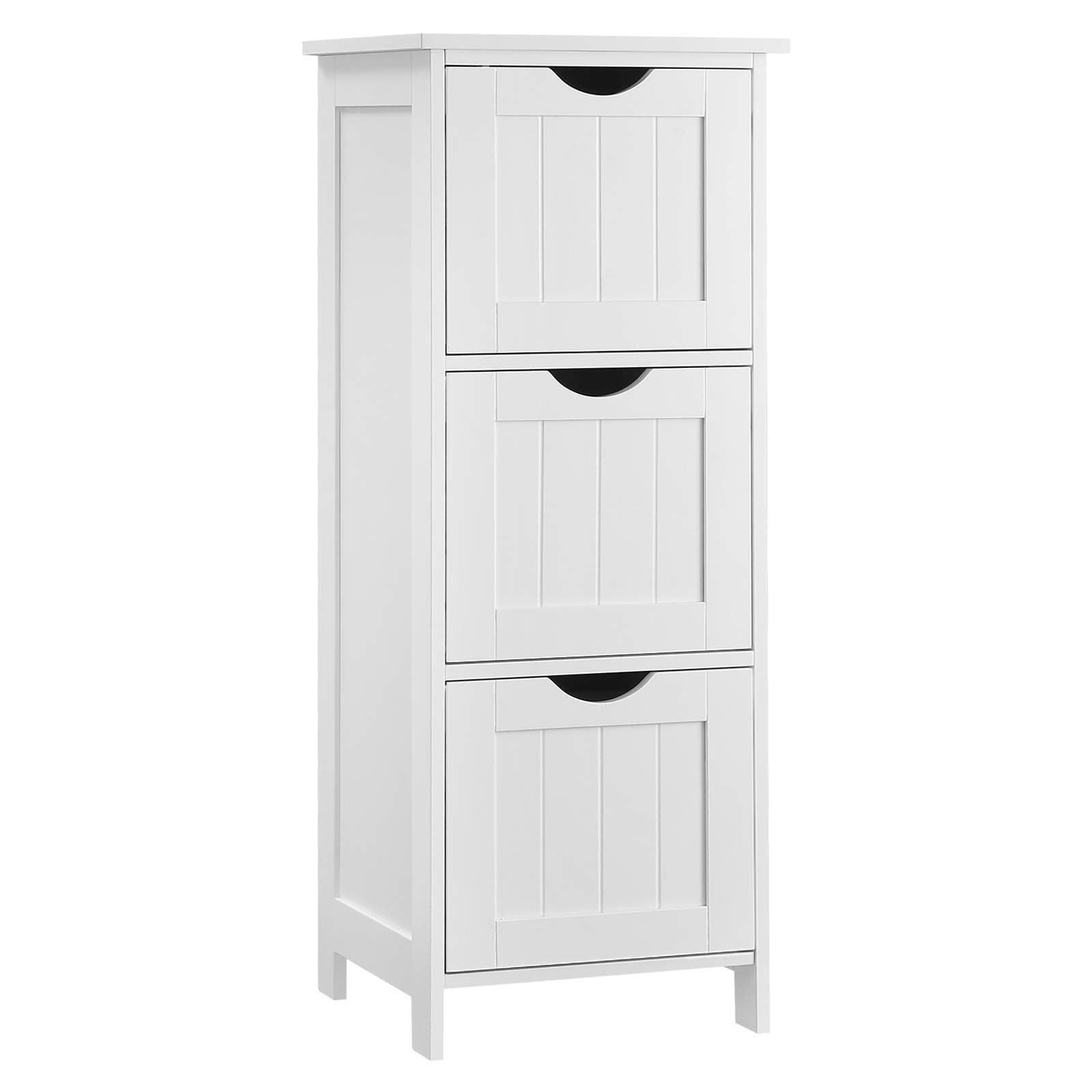 VASAGLE Bathroom Cabinet Floor Cabinet, Free-Standing Storage Cabinet with 3 Drawers, 11.8 x 12.6 x 31.9 Inches, for Bathroom, Living Room, Kitchen, Nordic Scandinavian Style, Matte White UBBC50WT
