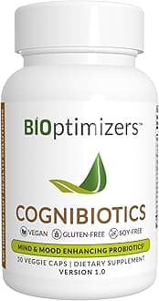 BIOptimizers Cognibiotics Probiotic Brain Supplement - Helps Support Mood, Better Focus, Memory, Mental Clarity - 30 Capsules