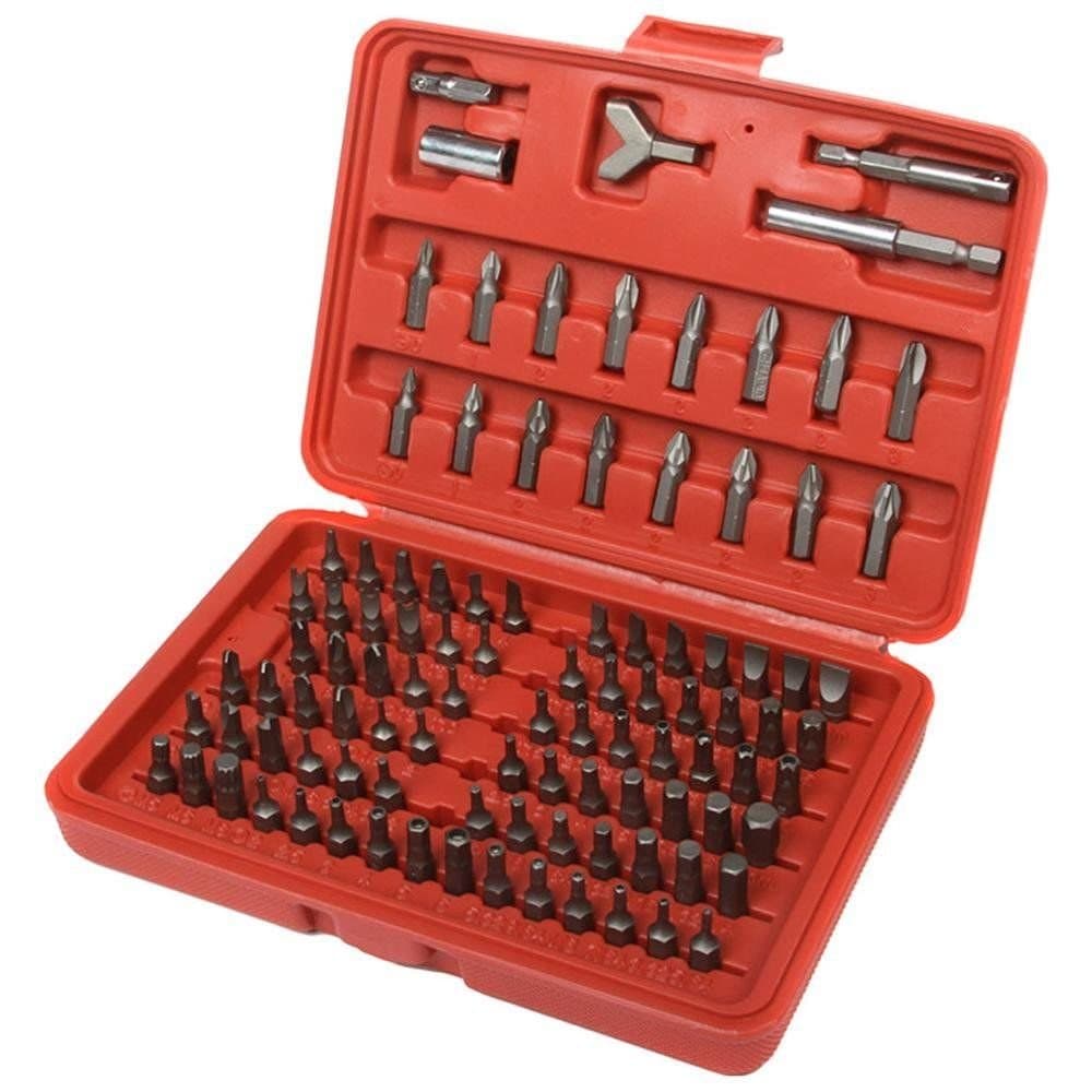 100pc Security Bit Set Torx Star Tamper Screws Hex Key Phillips Slotted Tri Wing