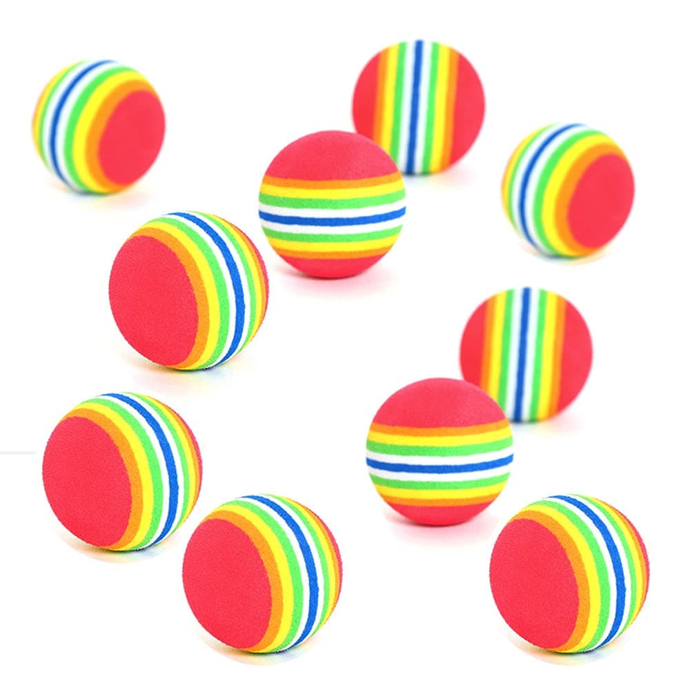 Cat Puppy Dog Pet Rainbow Toy Ball, Cat Rainbow Ball Foam Ball for Cat Hunting, Interactive Kittens Pet Toys Chasing and Exercising 10pcs