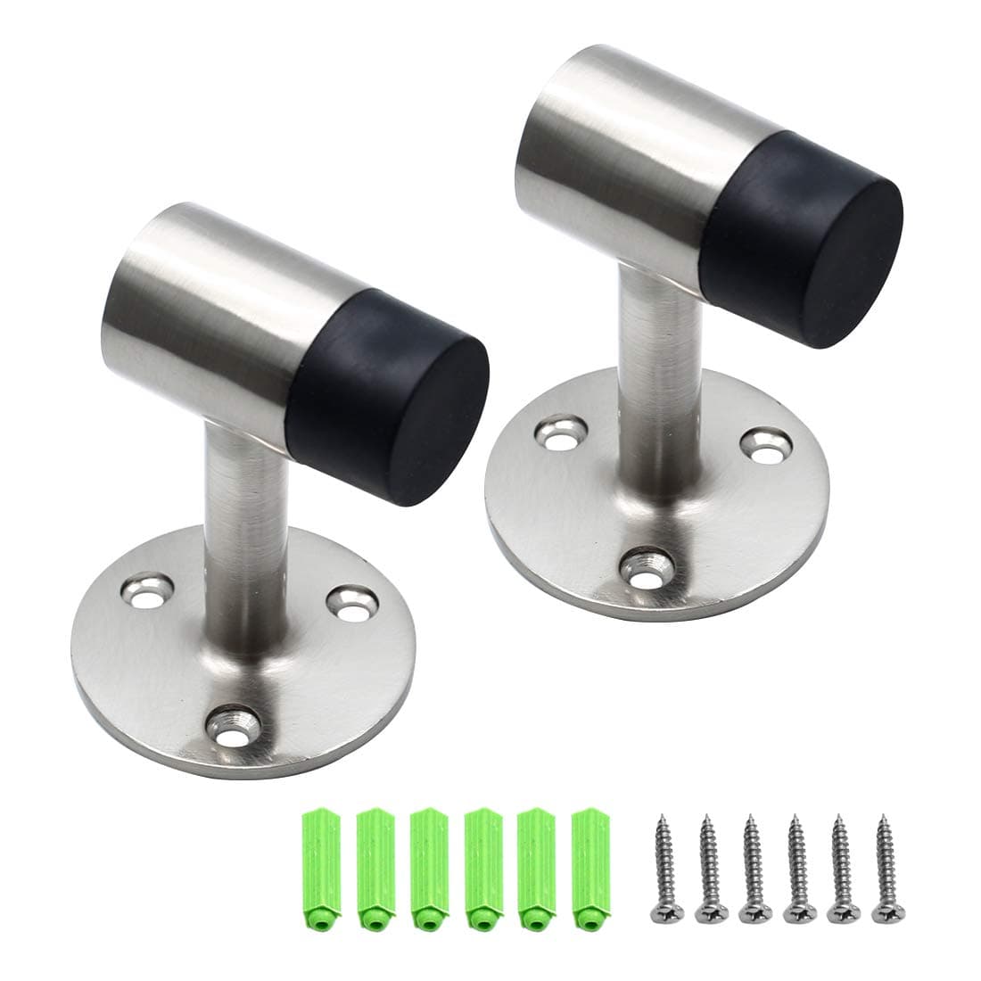 3 Inch / 75mm Heavy Duty Floor Stop, Door Stopper Stainless Steel Brushed Nickel - Pack of 2
