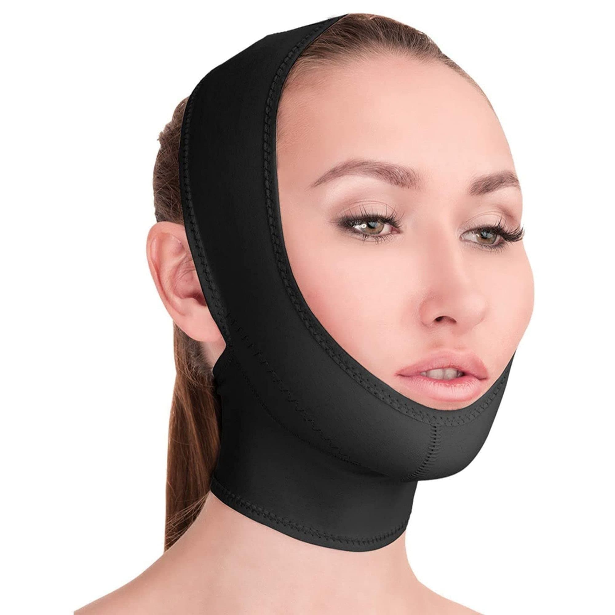Post Surgical Chin Strap Bandage for Women - Neck and Chin Compression Garment Wrap - Face Slimmer, Jowl Tightening